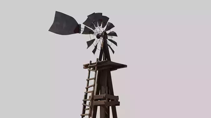 old wooden Windmill 4k pbr textures Low-poly 3D model