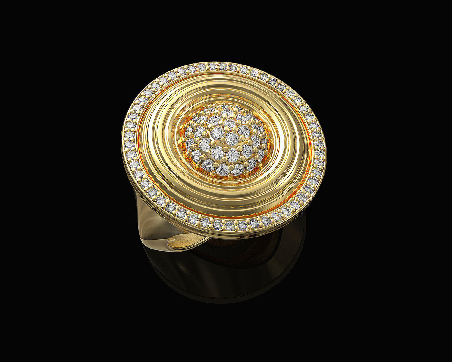 Swirl with central ball of gems Ring 3D print model_2