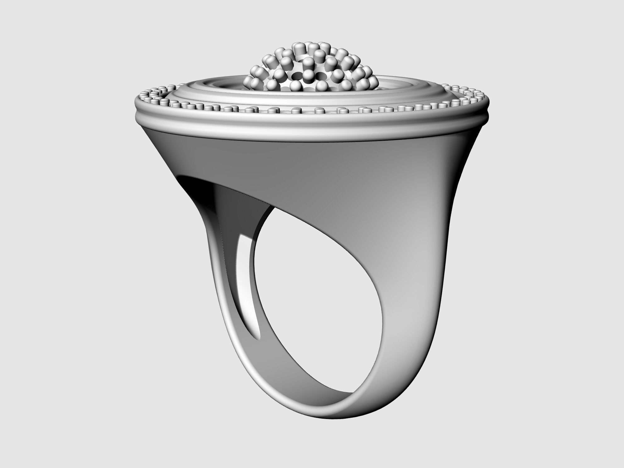 Swirl with central ball of gems Ring 3D print model_10