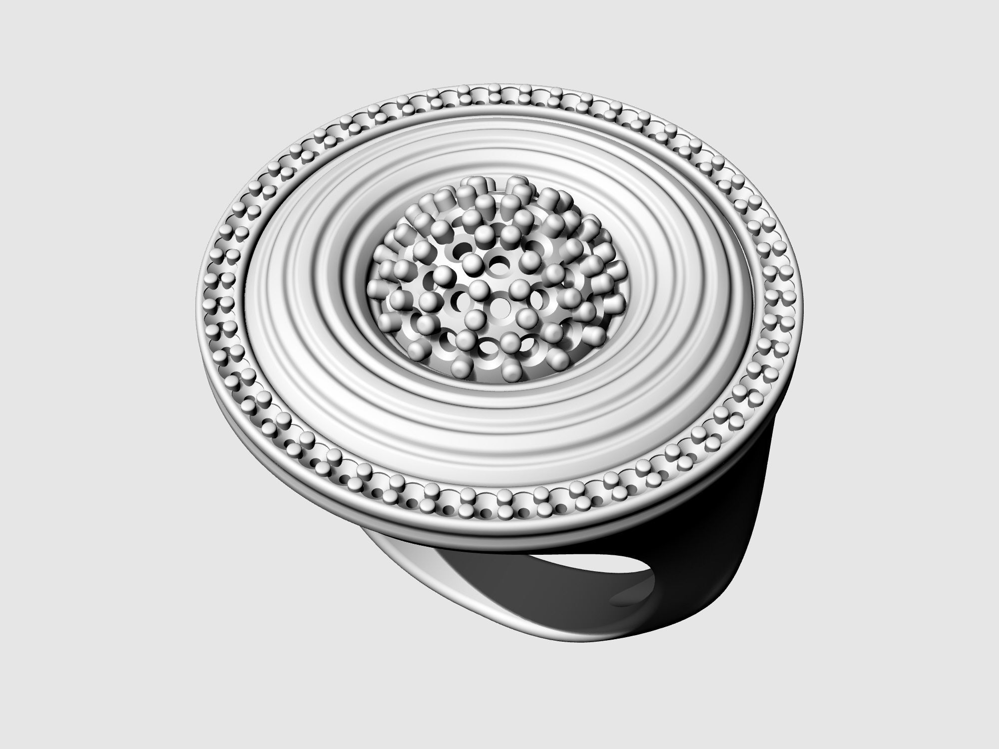 Swirl with central ball of gems Ring 3D print model_6