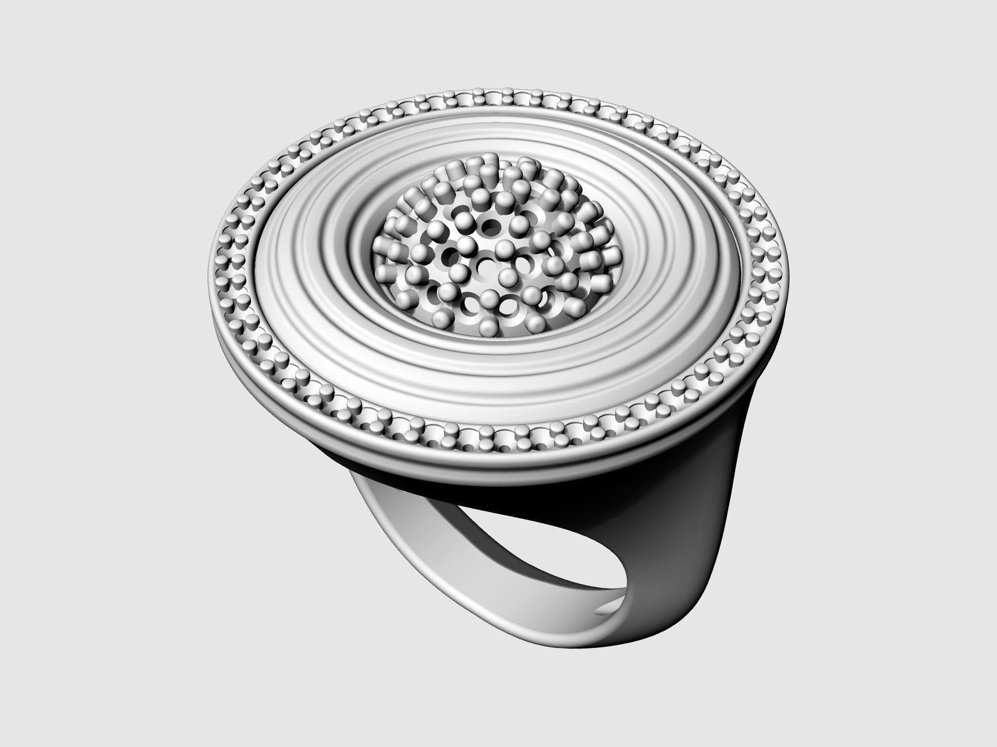 Swirl with central ball of gems Ring 3D print model_9