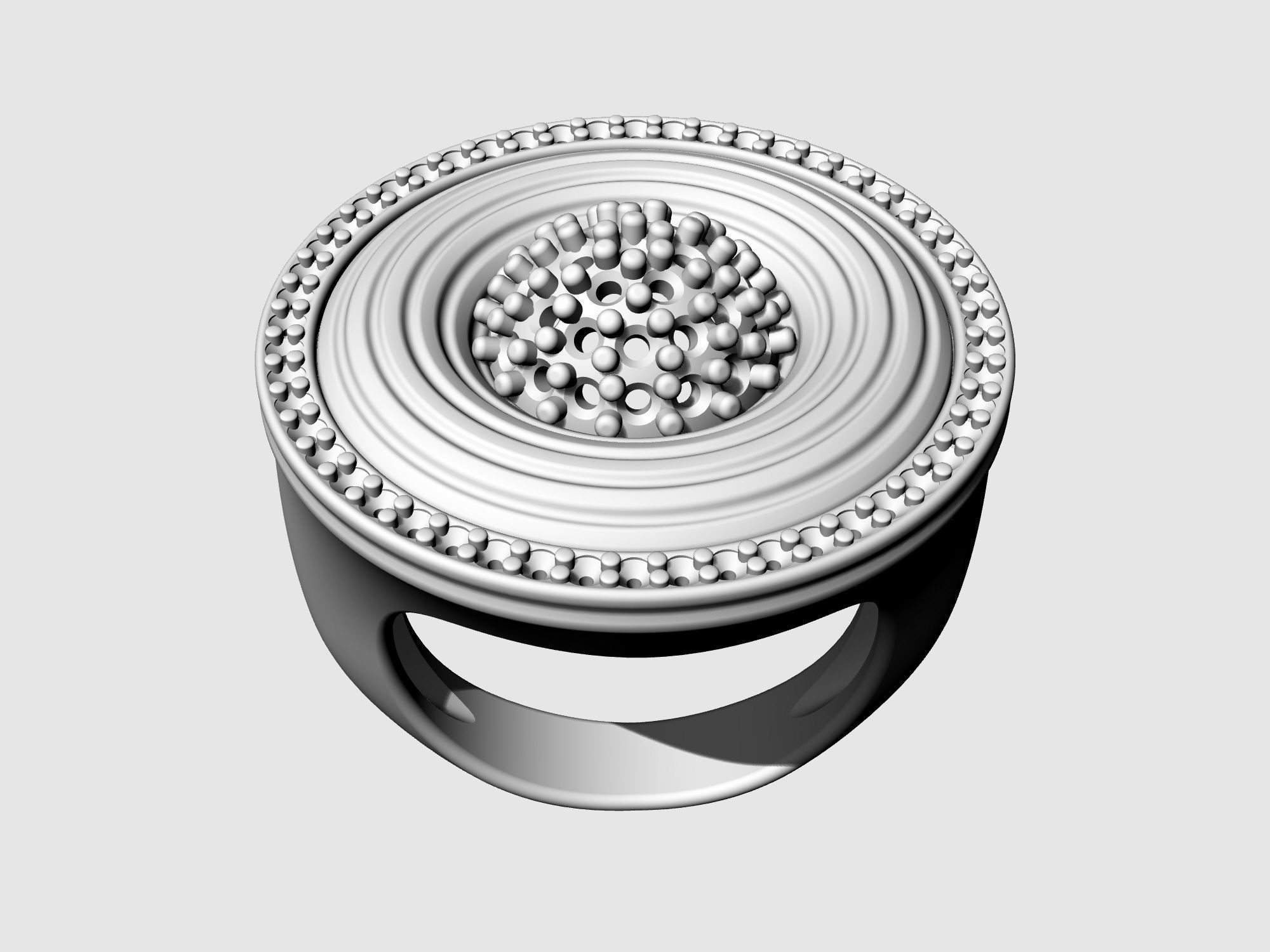 Swirl with central ball of gems Ring 3D print model_8