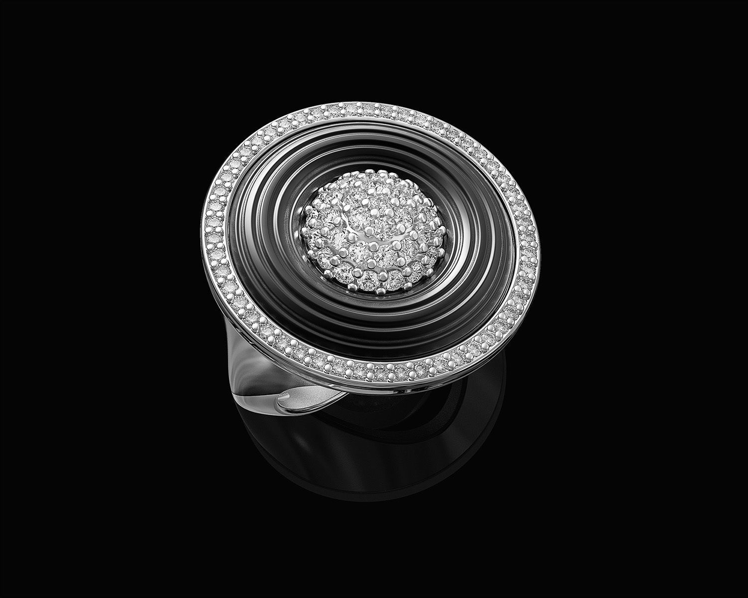 Swirl with central ball of gems Ring 3D print model_1