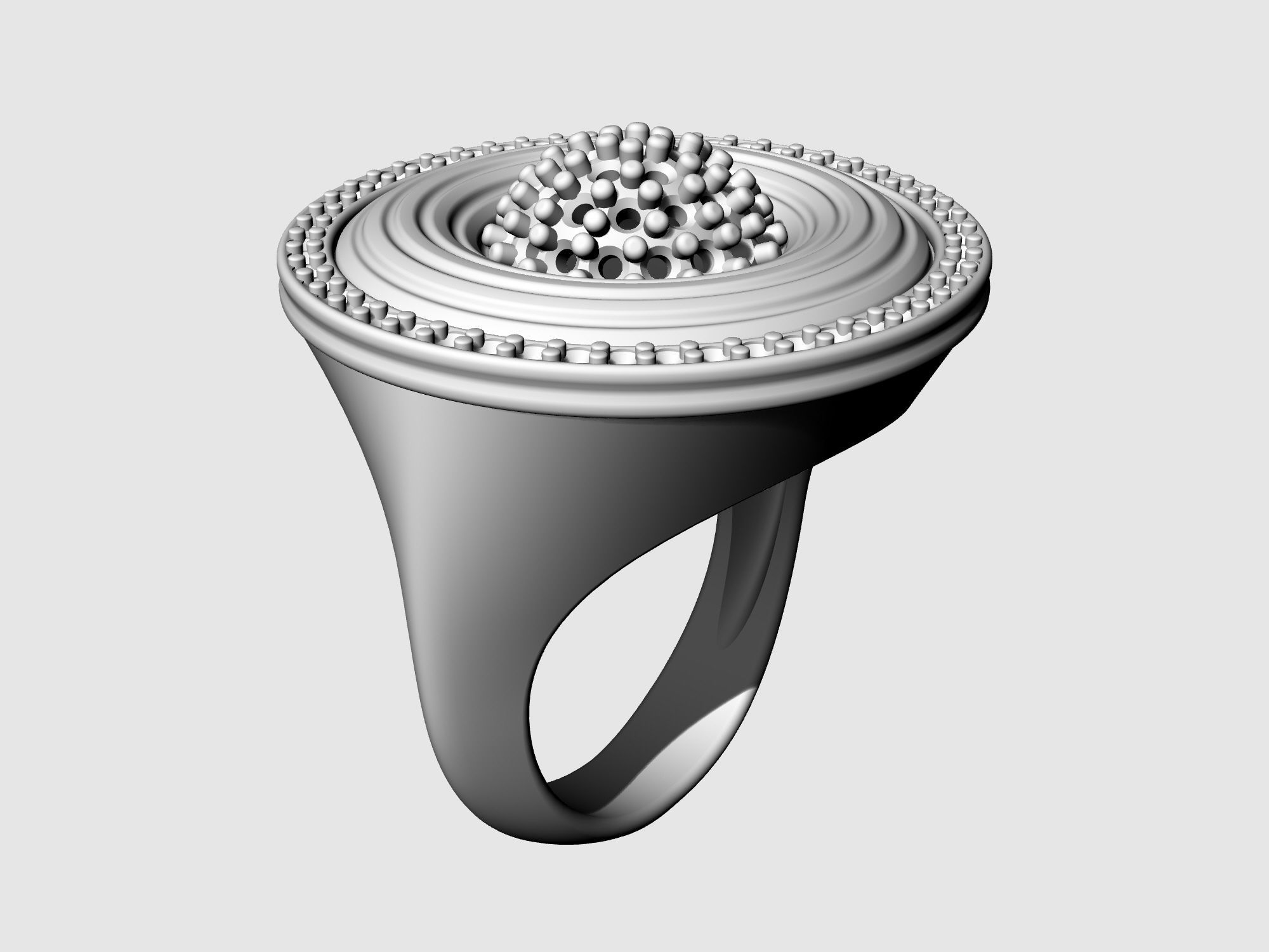 Swirl with central ball of gems Ring 3D print model_11