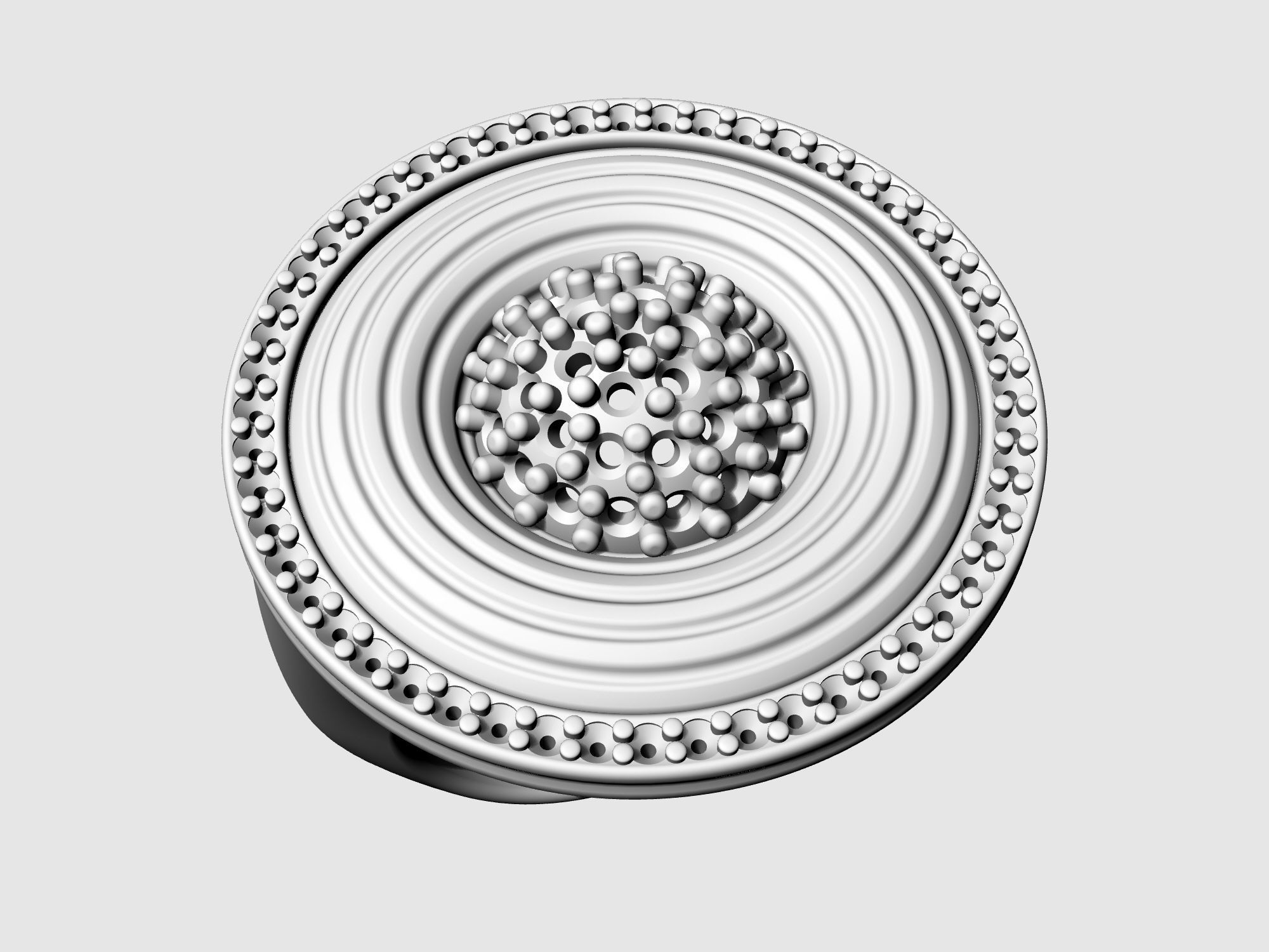 Swirl with central ball of gems Ring 3D print model_5