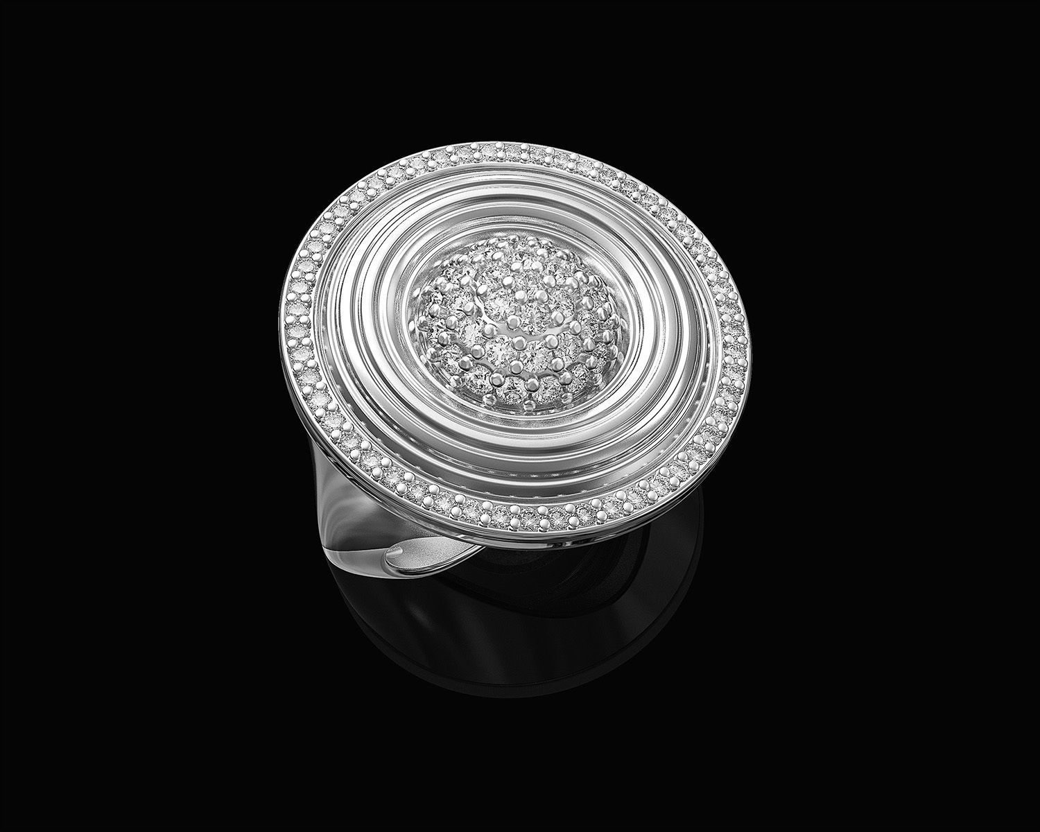 Swirl with central ball of gems Ring 3D print model_3