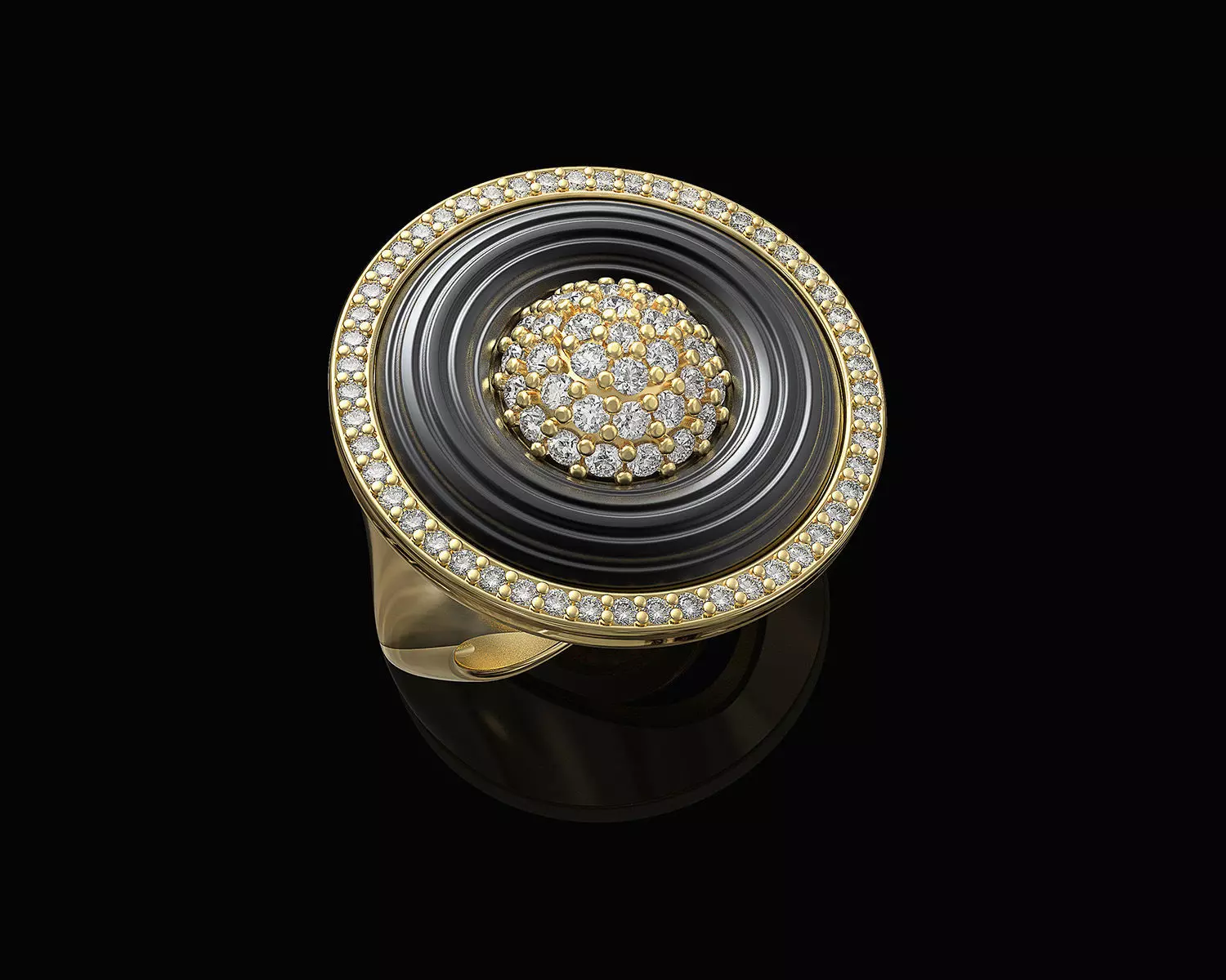 Swirl with central ball of gems Ring 3D print model_0