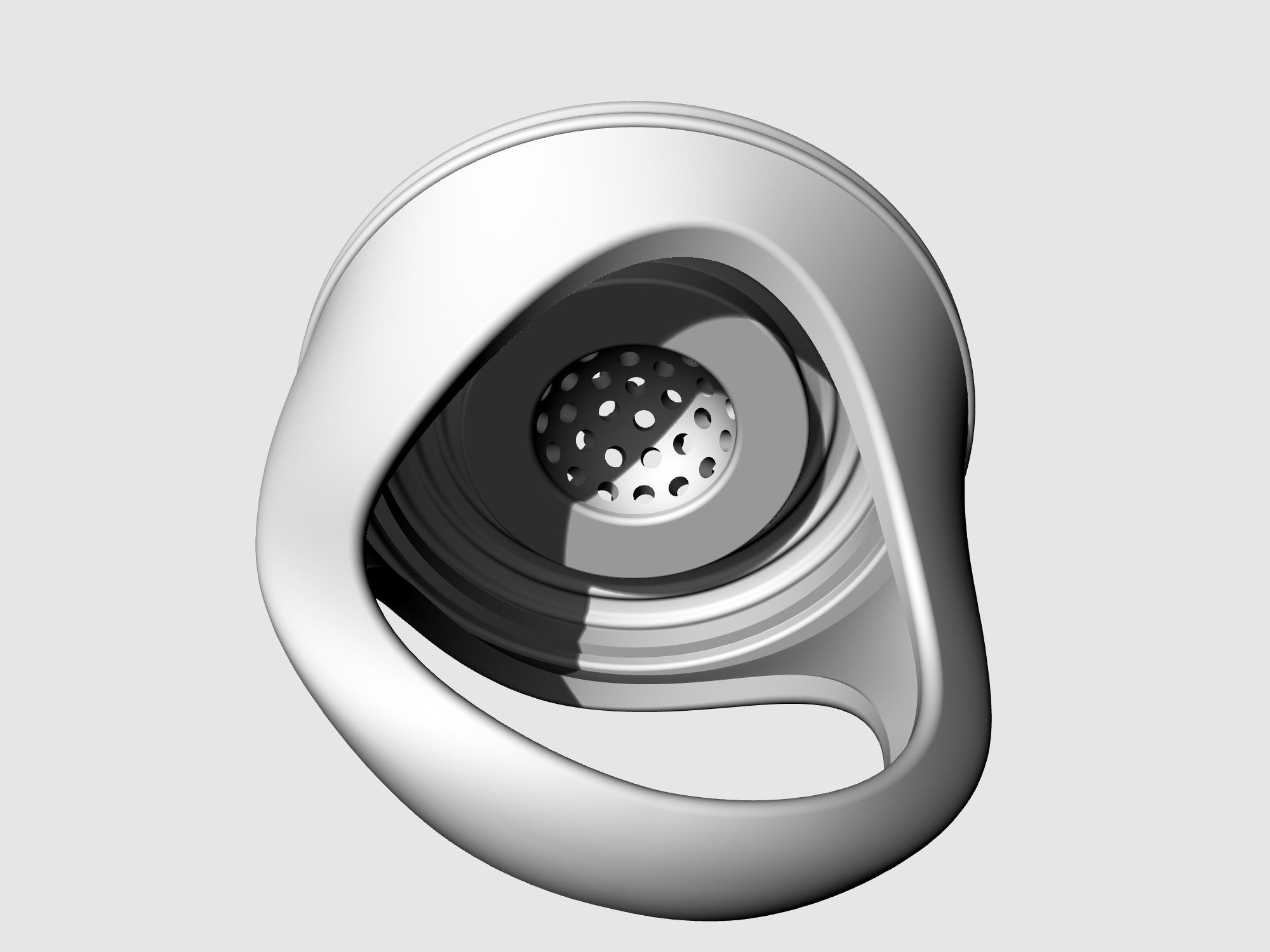 Swirl with central ball of gems Ring 3D print model_13