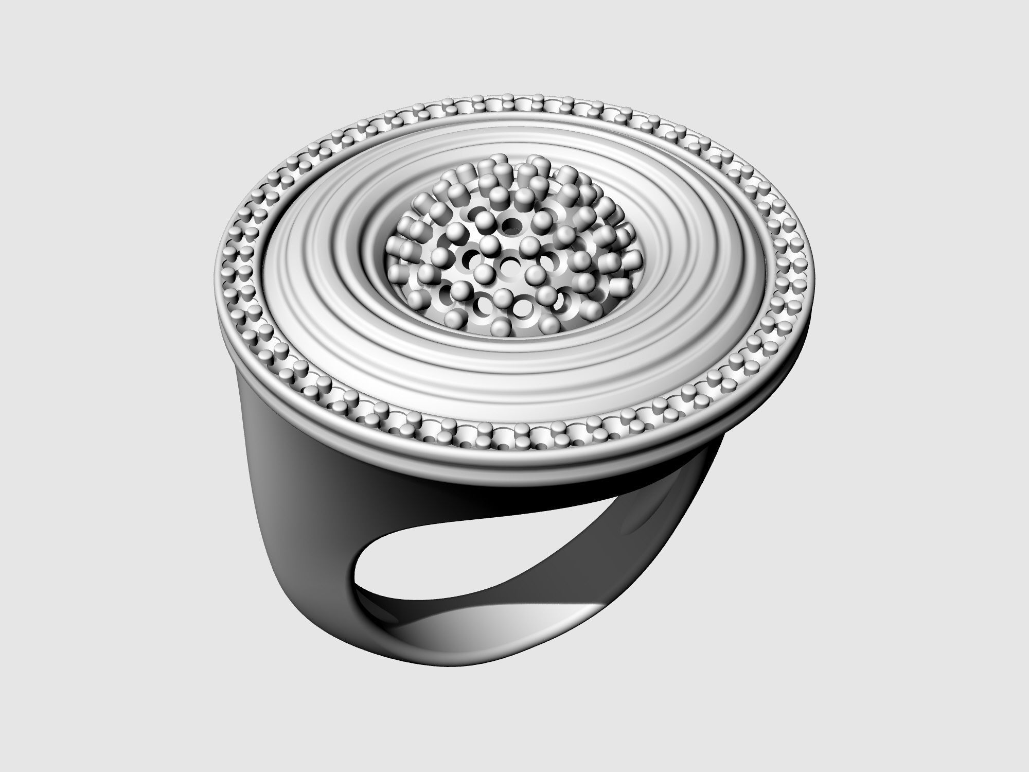 Swirl with central ball of gems Ring 3D print model_7