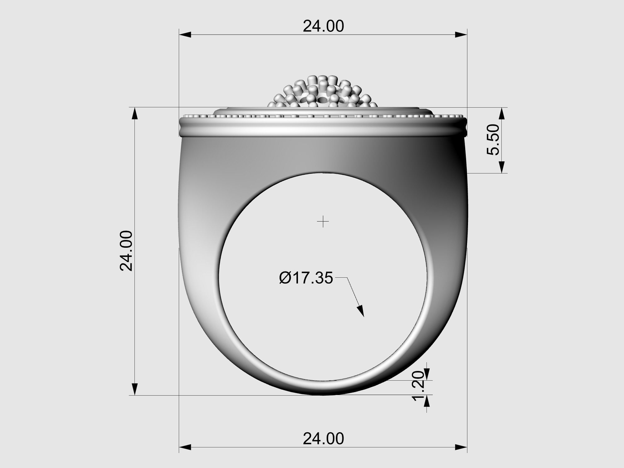 Swirl with central ball of gems Ring 3D print model_14