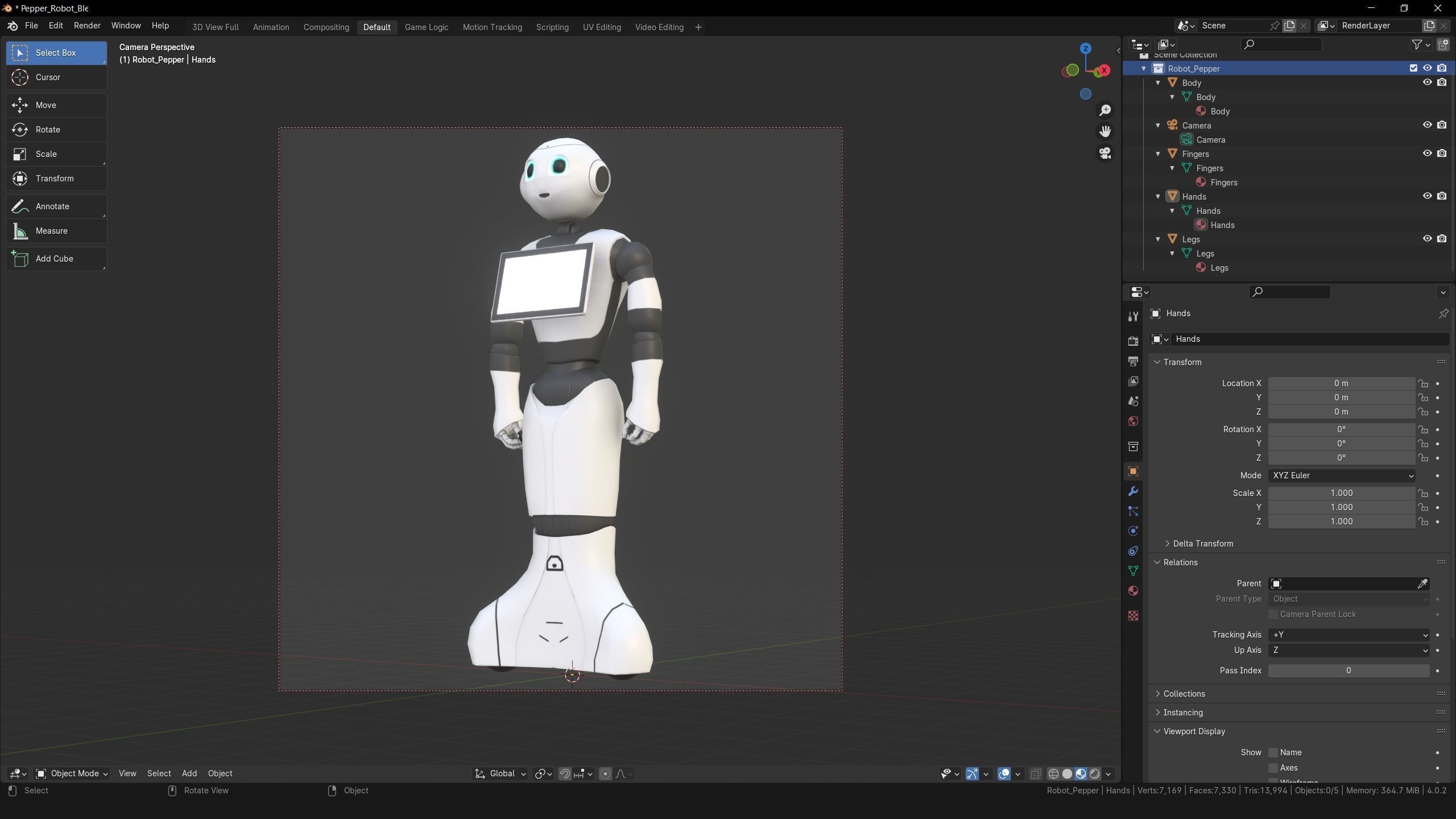 Robot Pepper PBR Gameready Low-poly 3D model_17