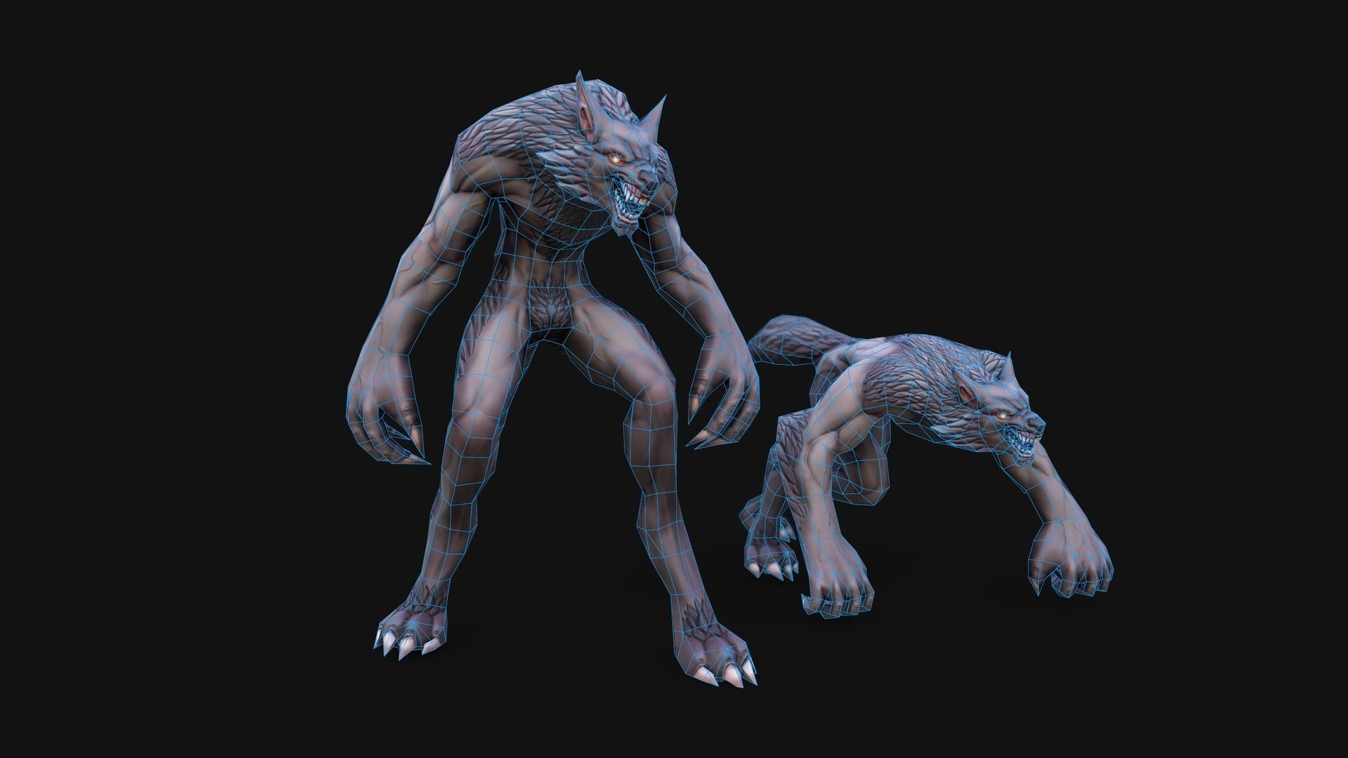 Stylized Werewolf Low-poly 3D model_7