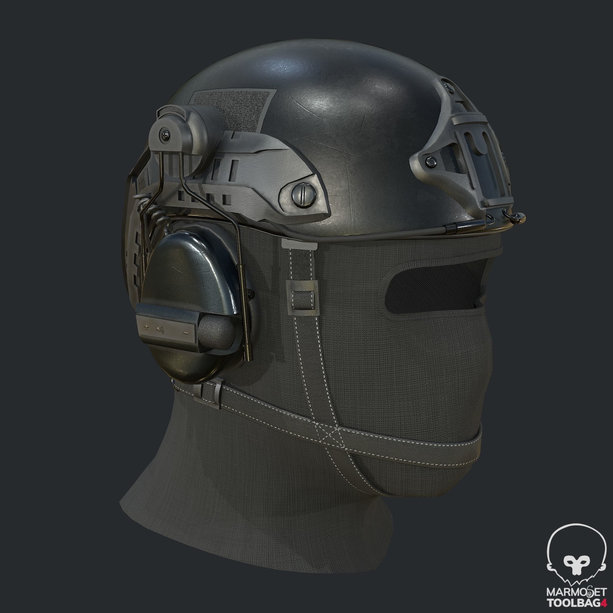 Pbr Tactical Helmet - Balaclava Low-poly 3D model_13