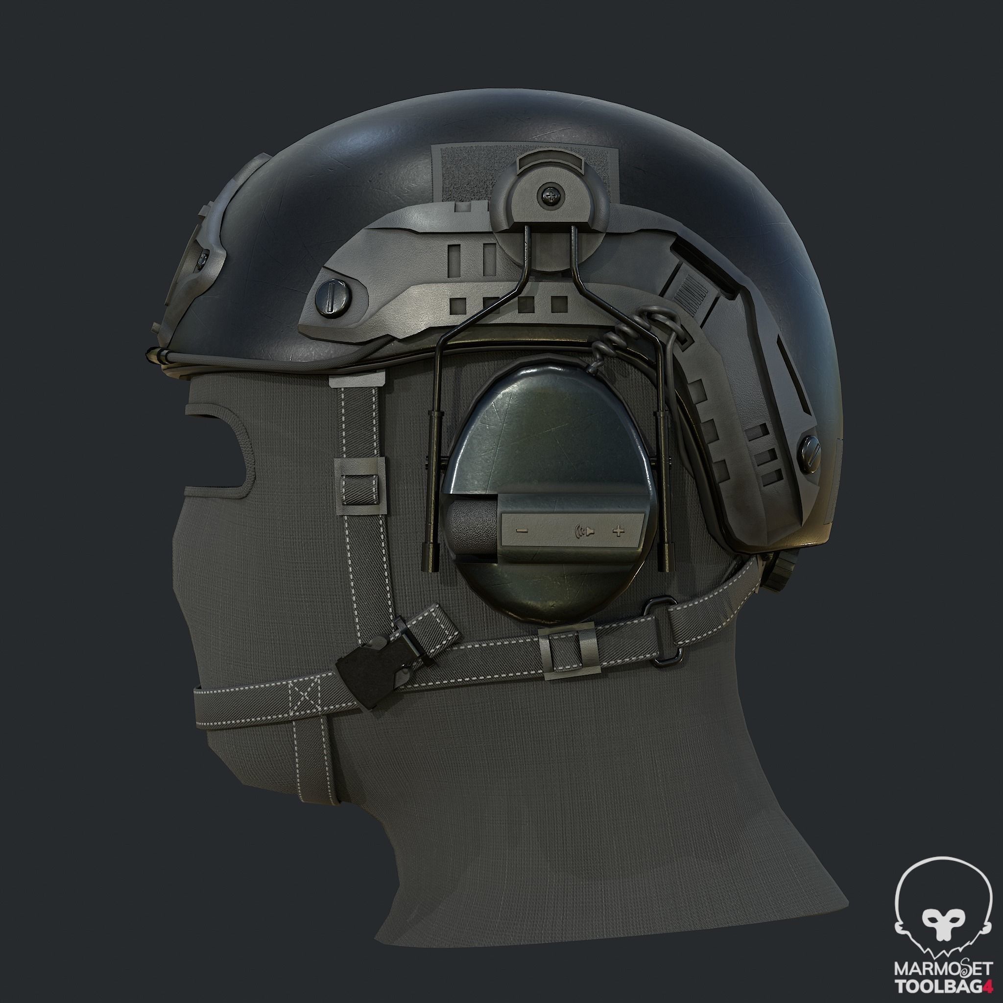 Pbr Tactical Helmet - Balaclava Low-poly 3D model_2