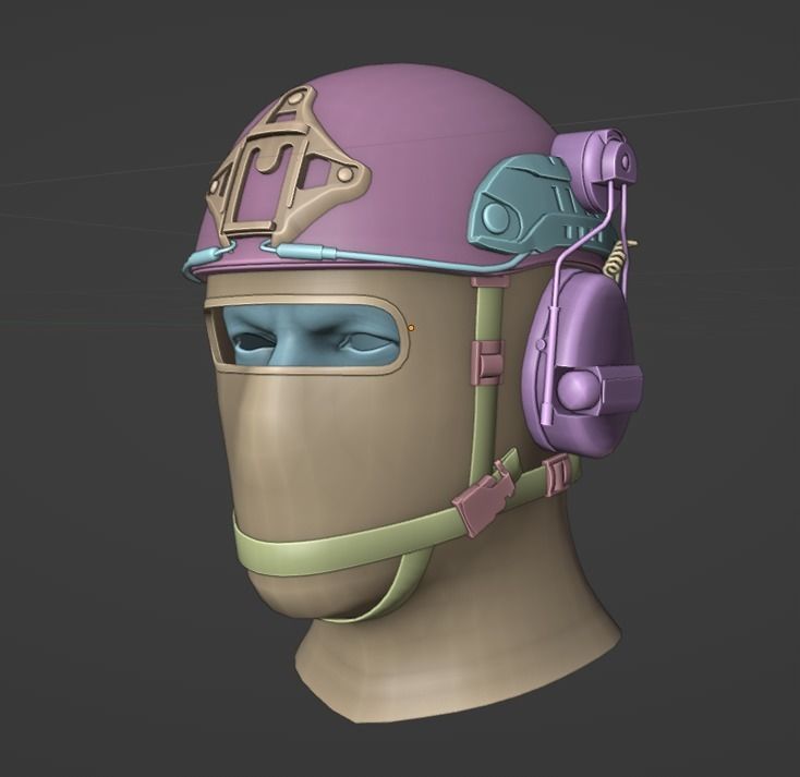 Pbr Tactical Helmet - Balaclava Low-poly 3D model_16