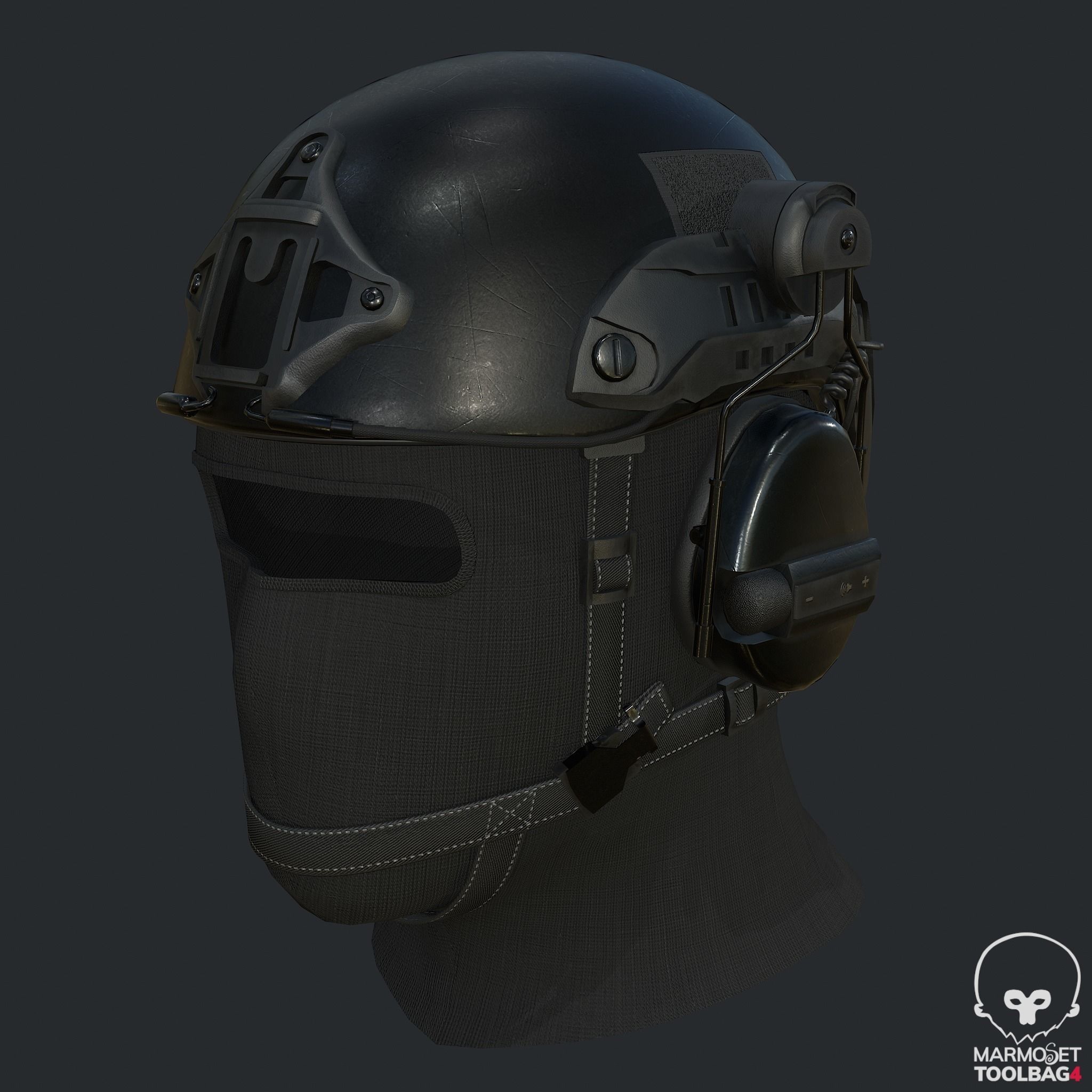 Pbr Tactical Helmet - Balaclava Low-poly 3D model_14