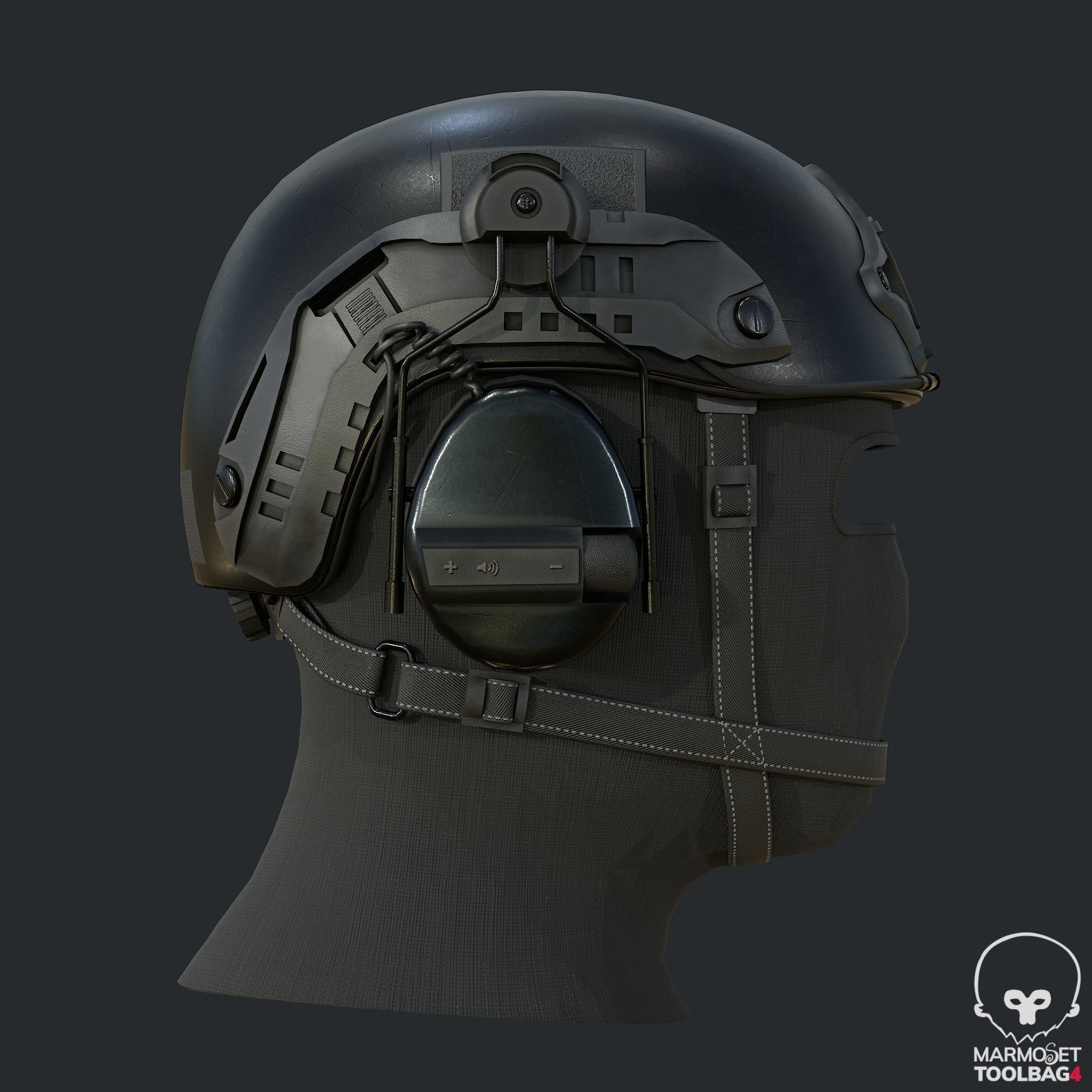 Pbr Tactical Helmet - Balaclava Low-poly 3D model_5