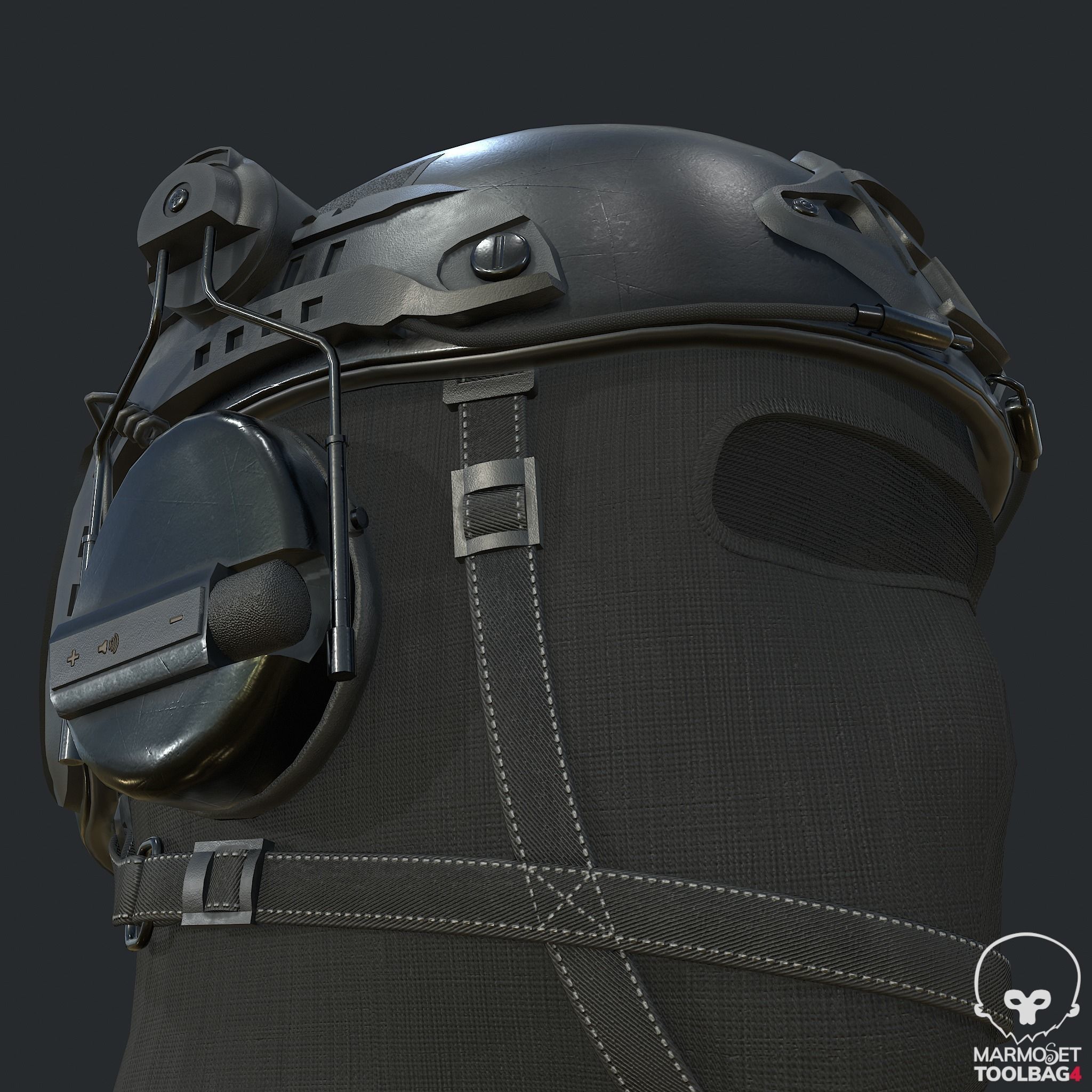 Pbr Tactical Helmet - Balaclava Low-poly 3D model_15