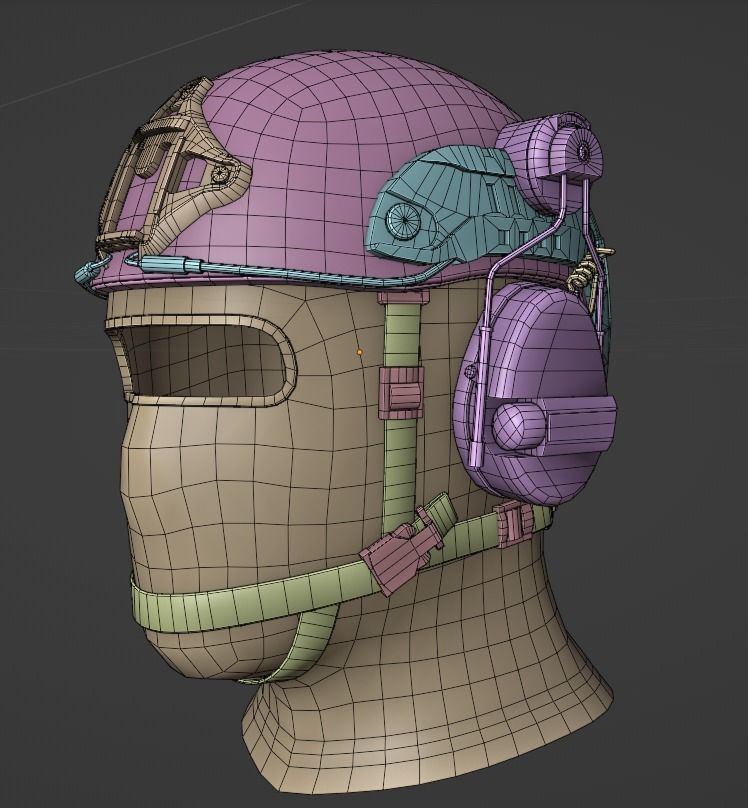Pbr Tactical Helmet - Balaclava Low-poly 3D model_17