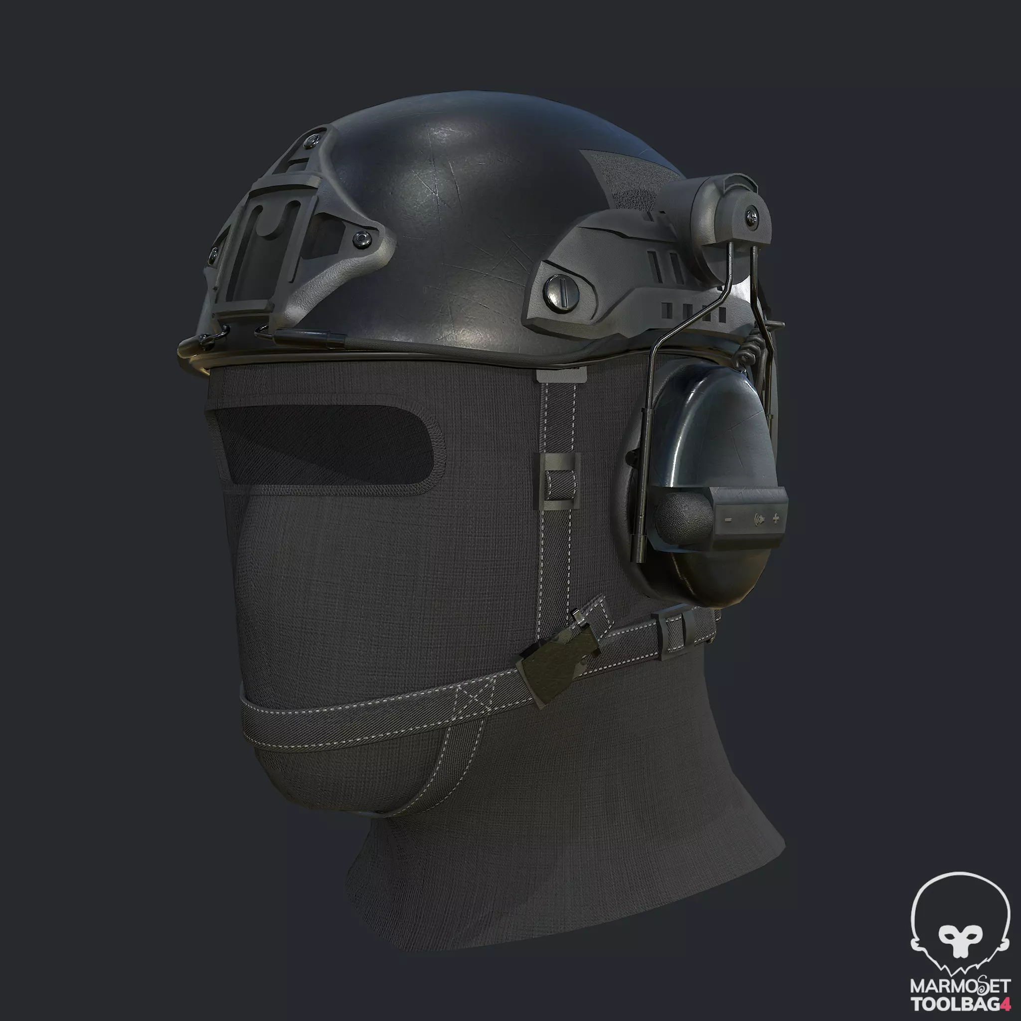 Pbr Tactical Helmet - Balaclava Low-poly 3D model_0