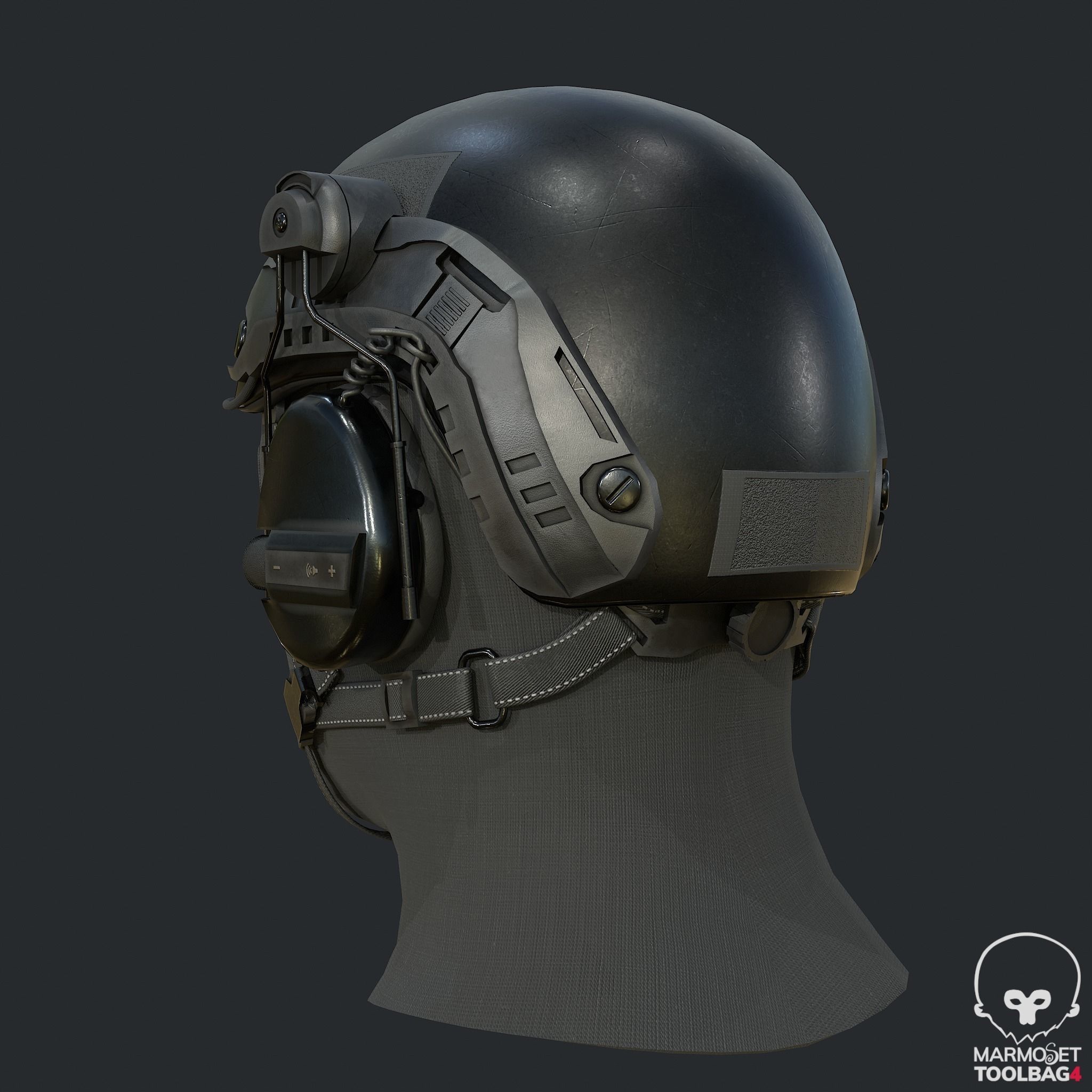 Pbr Tactical Helmet - Balaclava Low-poly 3D model_3