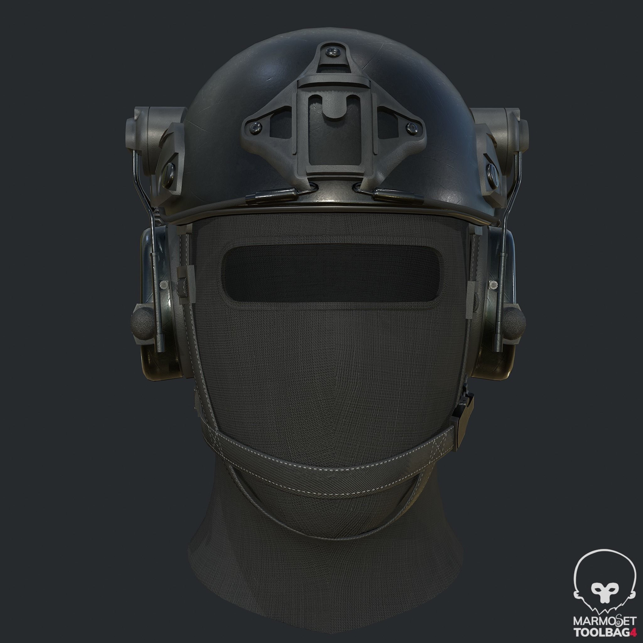 Pbr Tactical Helmet - Balaclava Low-poly 3D model_7