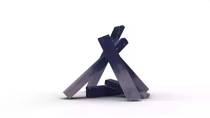 Extinguished Campfire Low Poly Low-poly 3D model