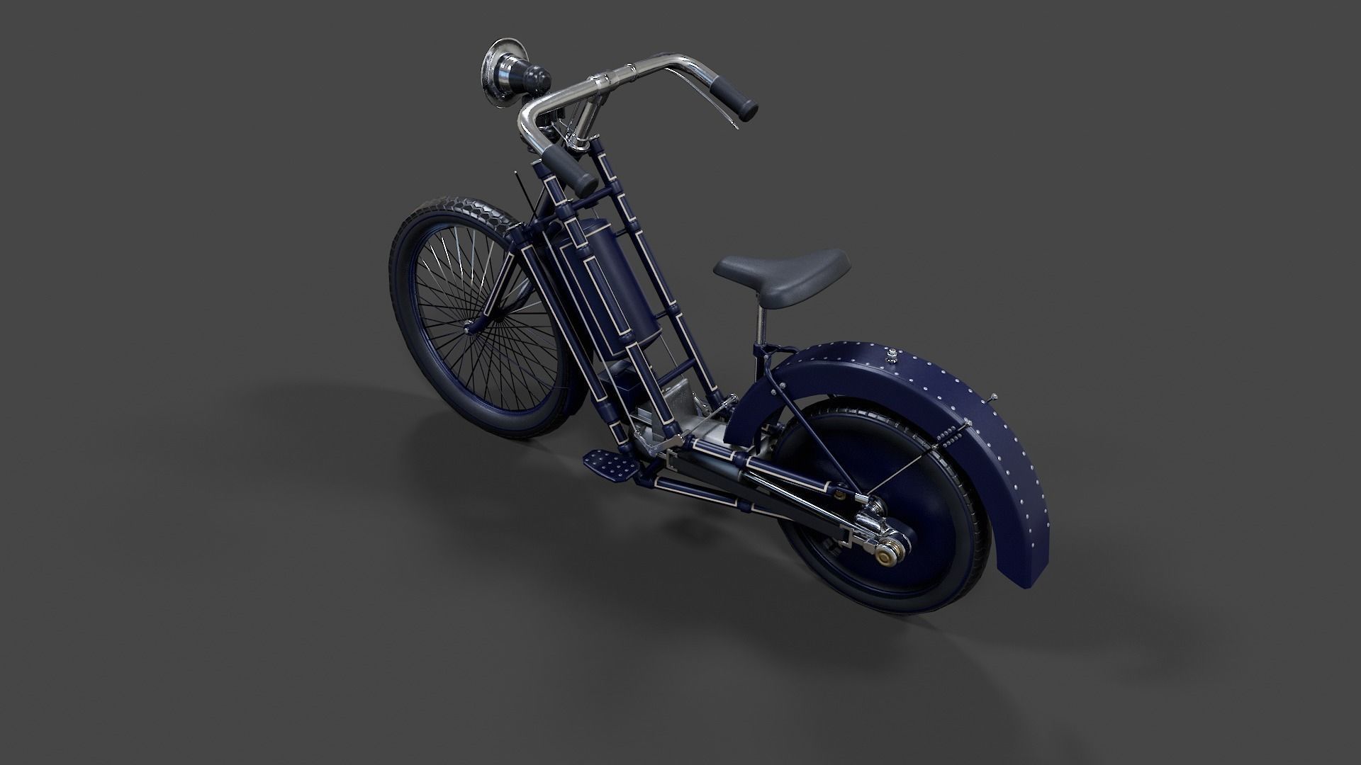 Antique Hildebrand And Wolfmuller Bike - Low Poly  Low-poly 3D model_42