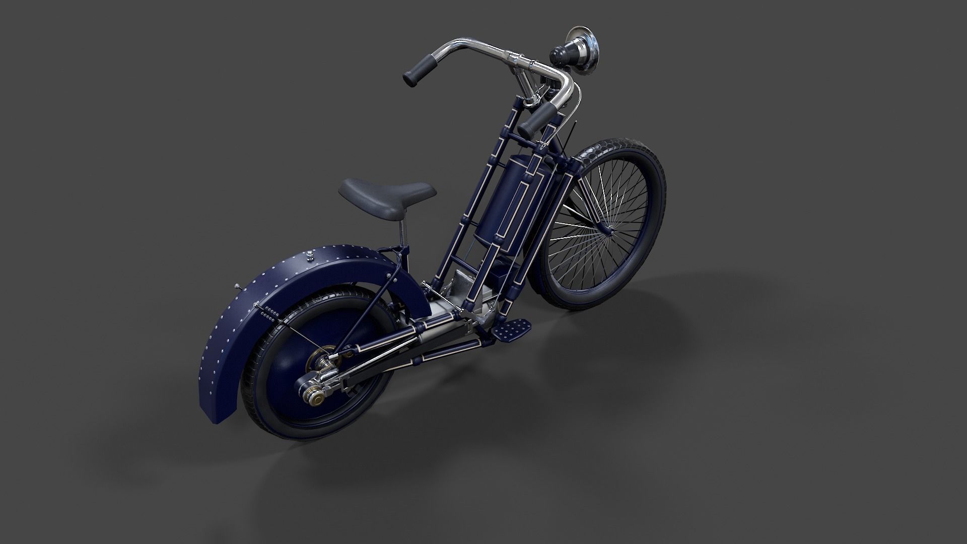 Antique Hildebrand And Wolfmuller Bike - Low Poly  Low-poly 3D model_27