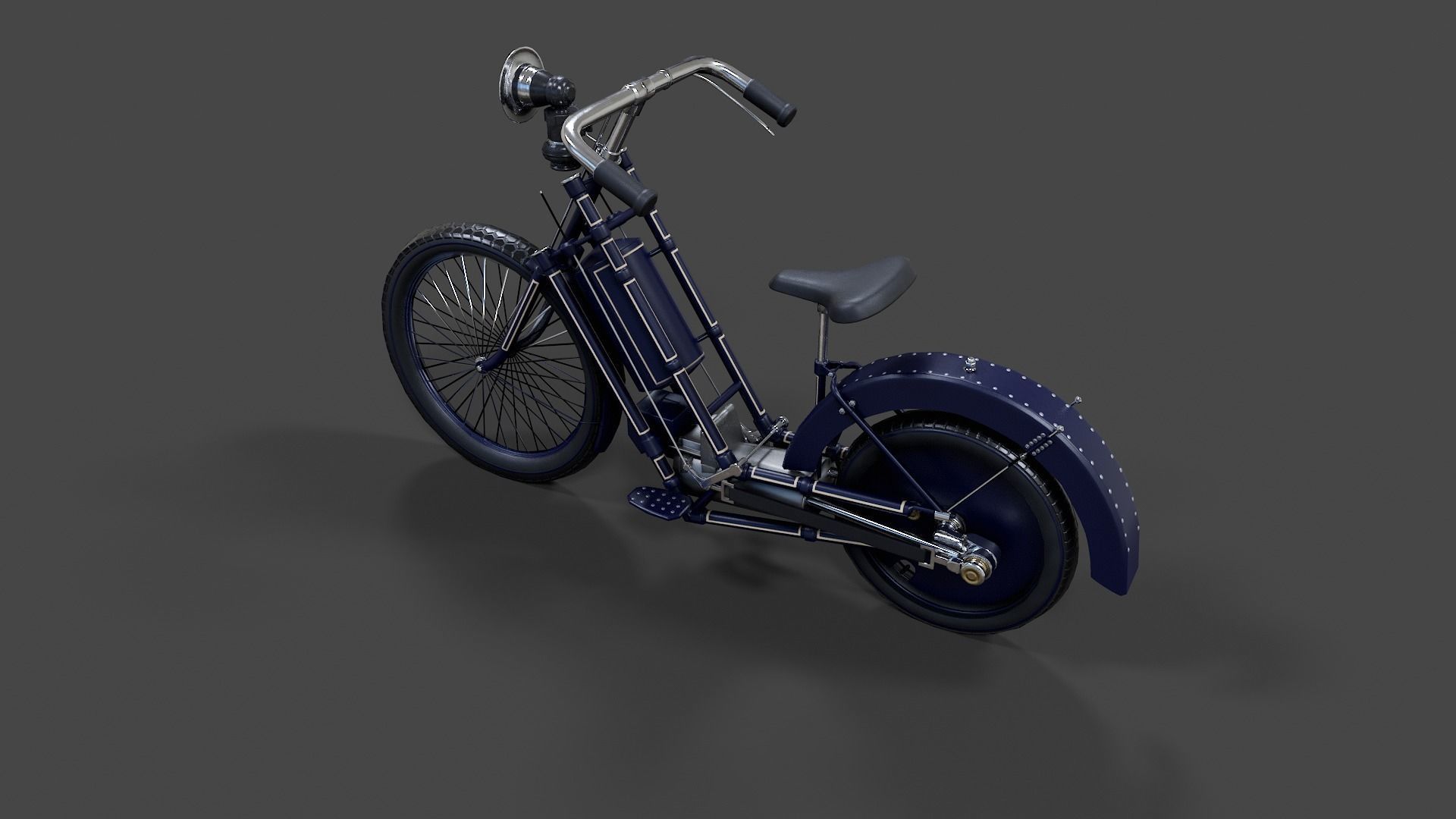 Antique Hildebrand And Wolfmuller Bike - Low Poly  Low-poly 3D model_43