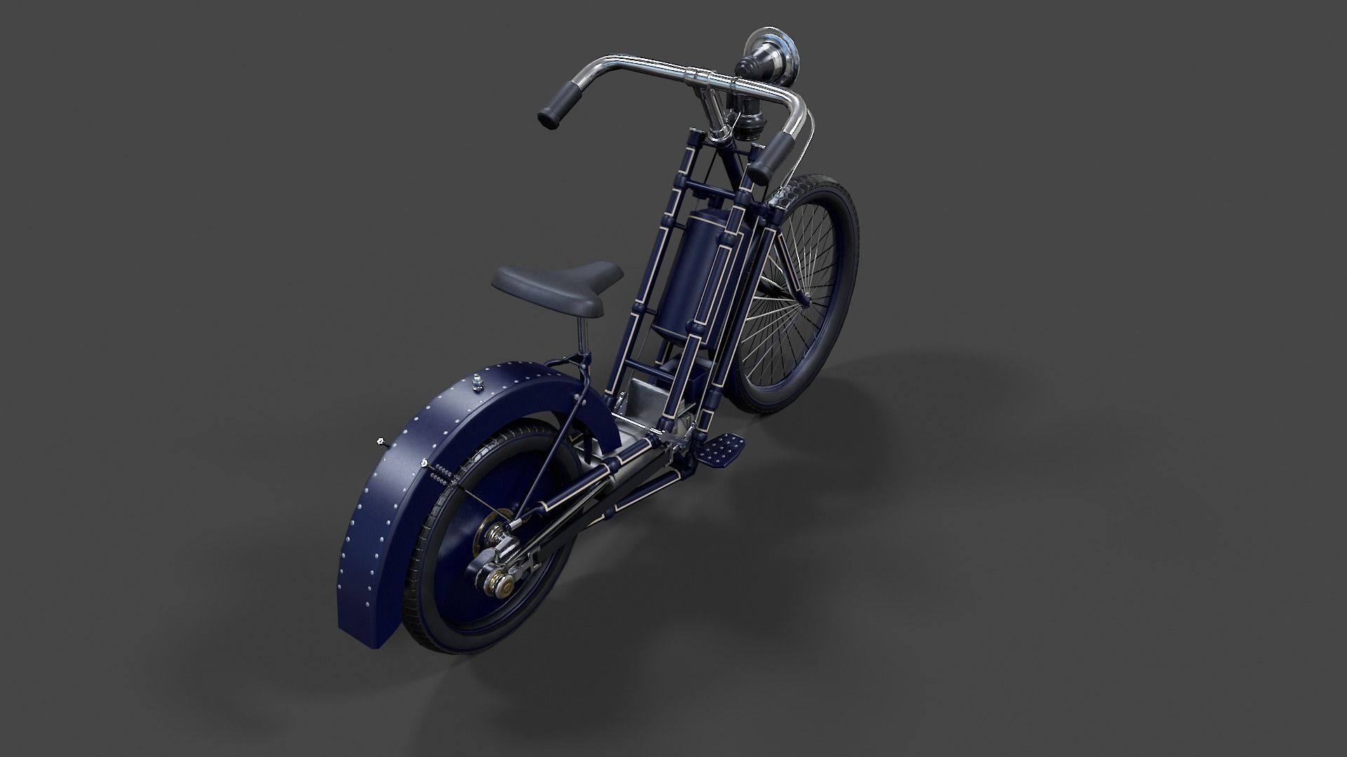 Antique Hildebrand And Wolfmuller Bike - Low Poly  Low-poly 3D model_29