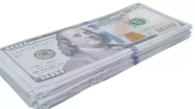 Realistic 3D Stack of Money Model with Textured Backside Free 3D model