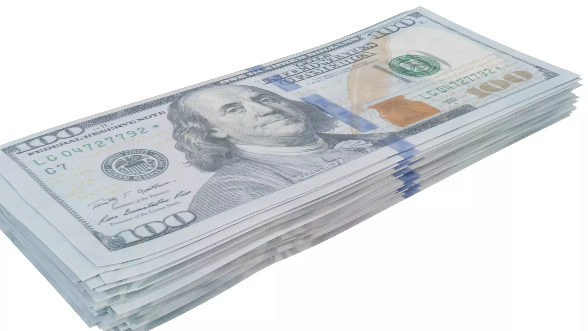 Realistic 3D Stack of Money Model with Textured Backside Free 3D model_0