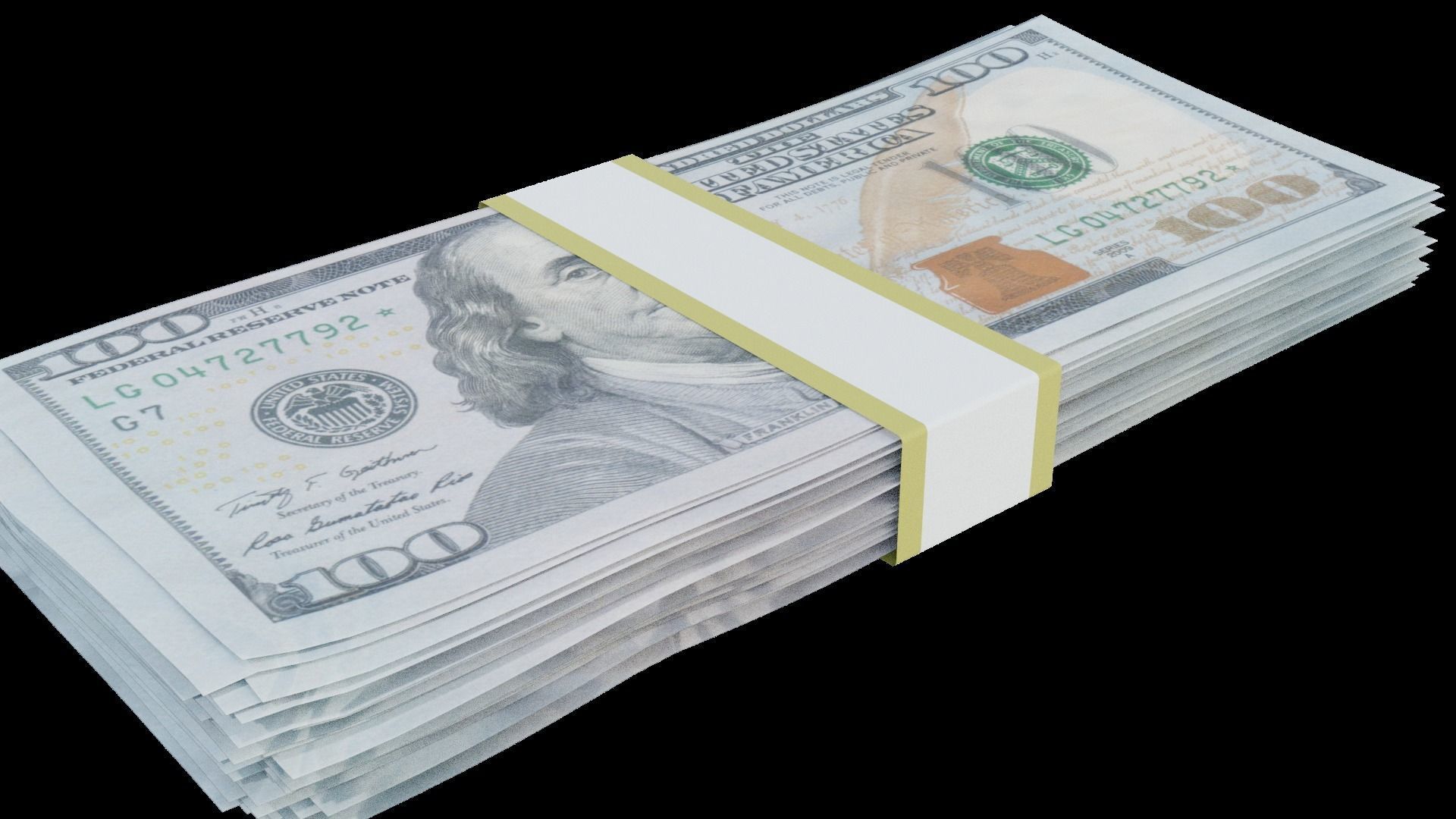 Realistic 3D Stack of Money Model with Textured Backside Free 3D model_2