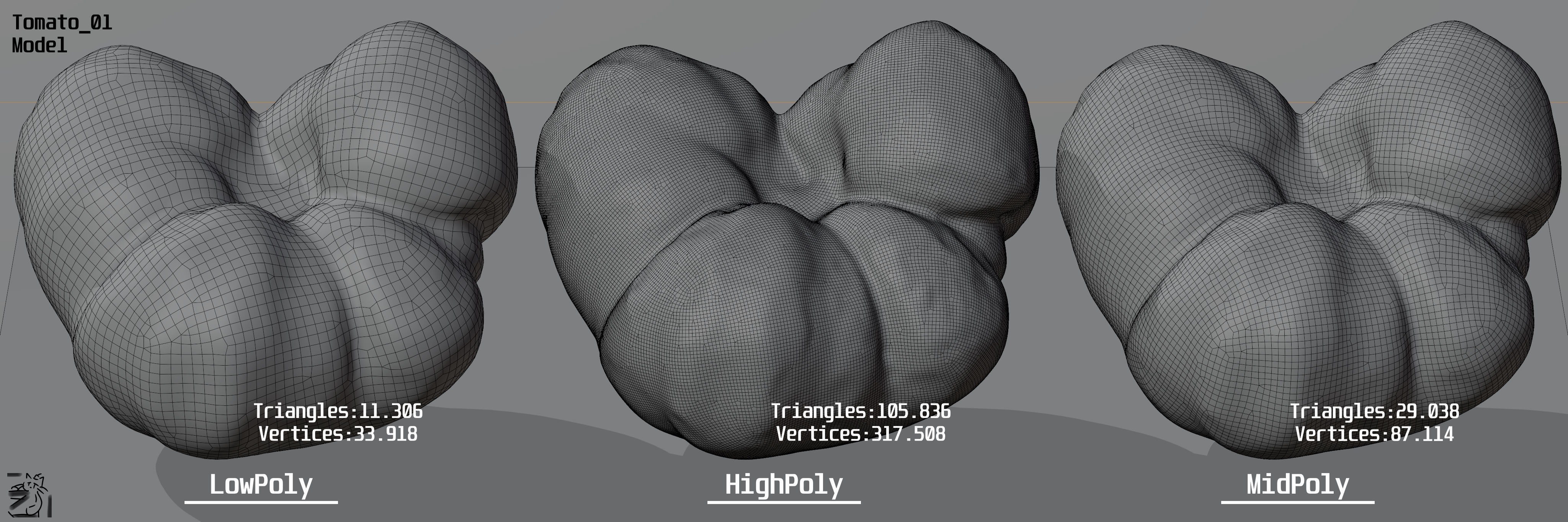 Tomato 01 Low-poly 3D model_19