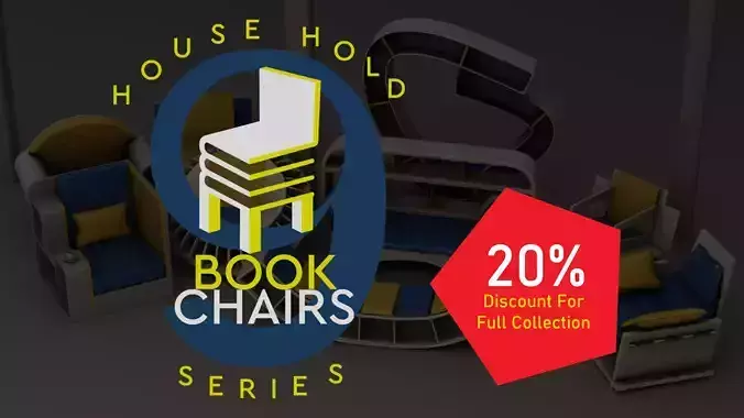 House Hold Series - 9 Book Chairs 3D Model Collection