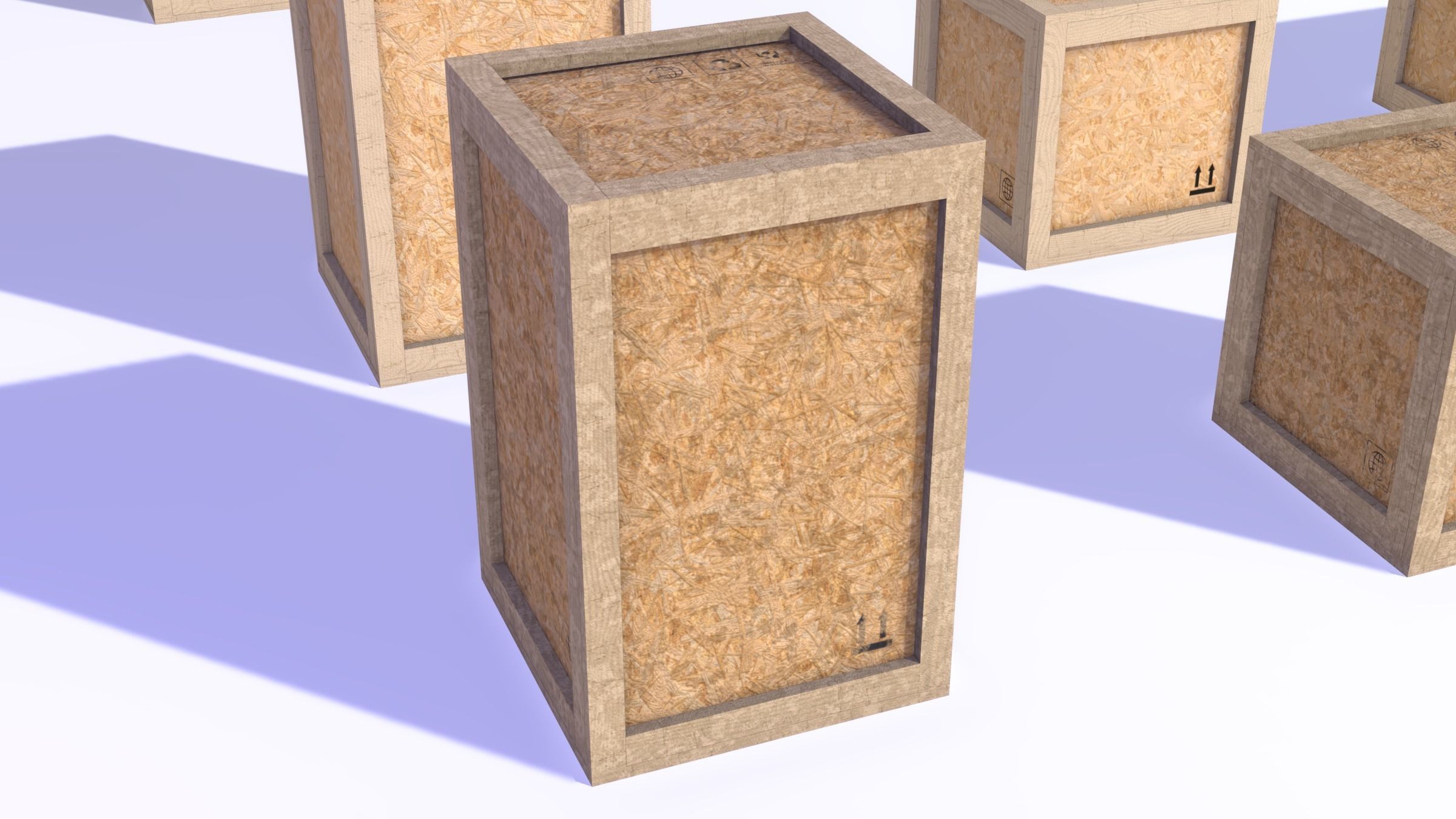 PBR Wooden Shipping Crate Osb Low-poly 3D model_15