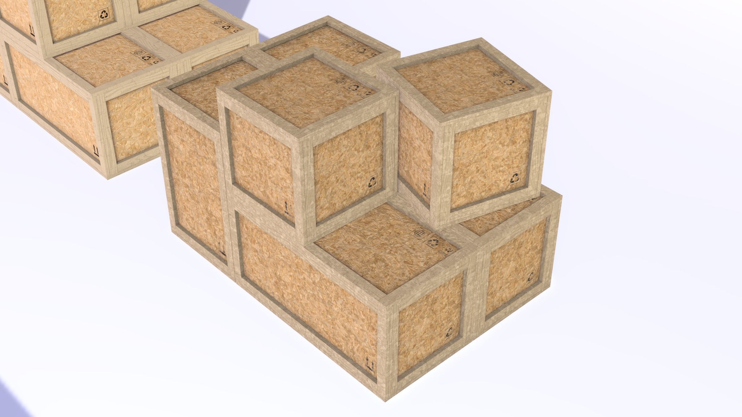 PBR Wooden Shipping Crate Osb Low-poly 3D model_7