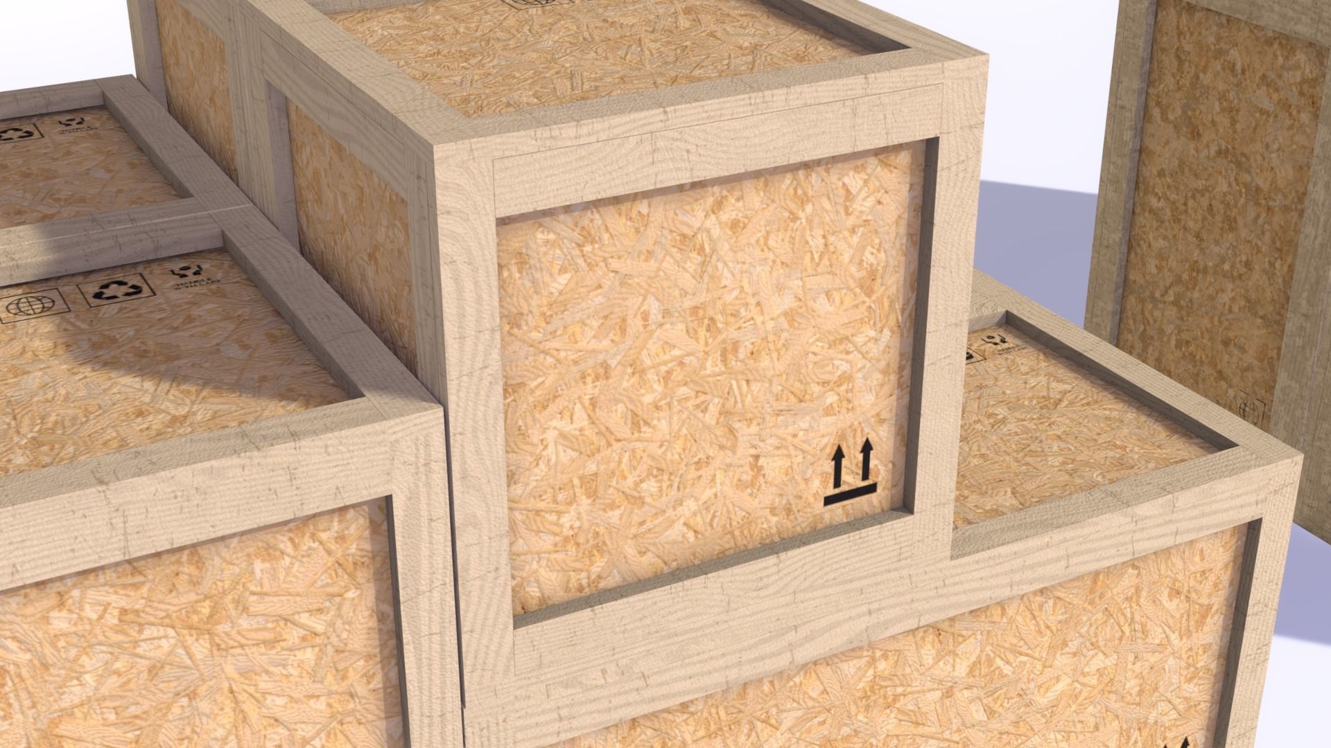 PBR Wooden Shipping Crate Osb Low-poly 3D model_5