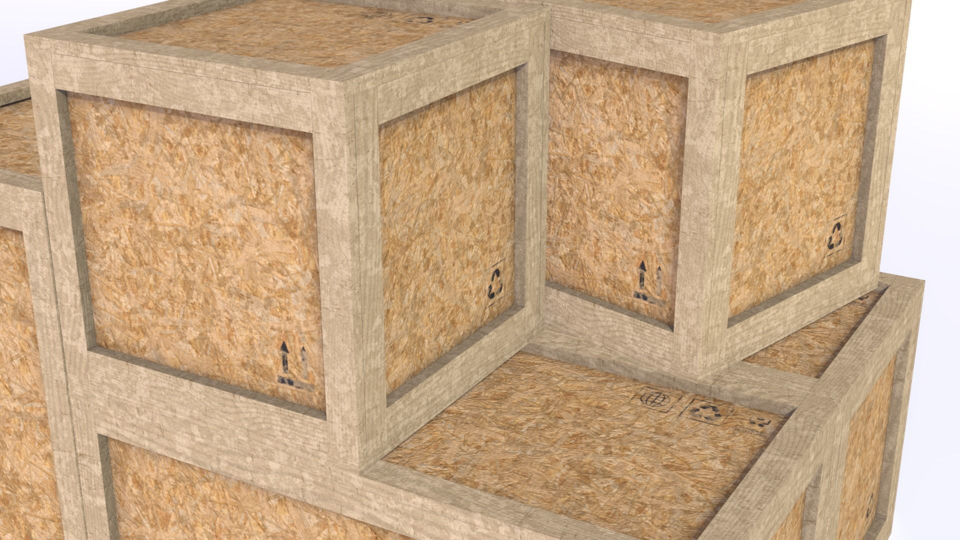 PBR Wooden Shipping Crate Osb Low-poly 3D model_11