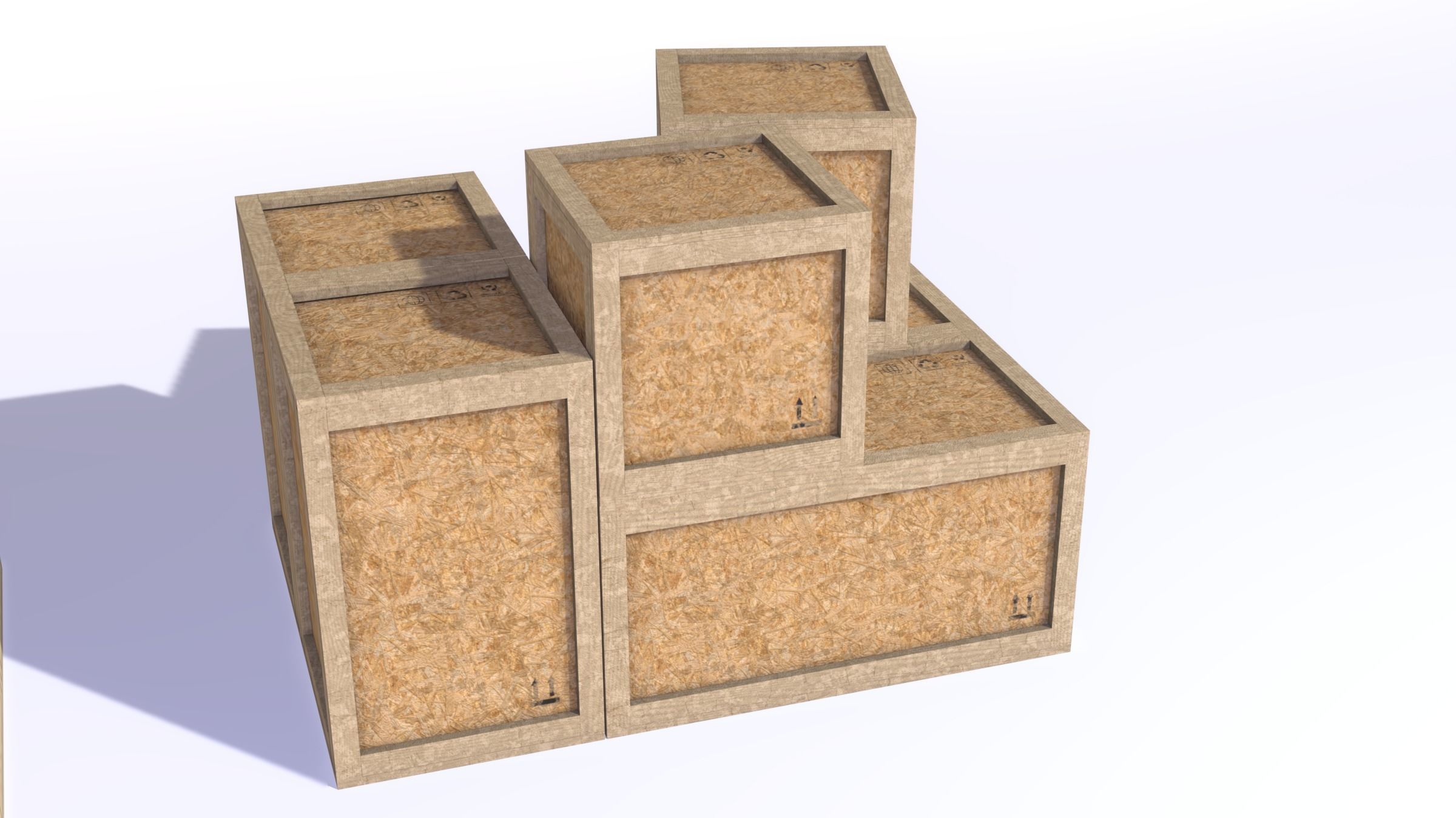 PBR Wooden Shipping Crate Osb Low-poly 3D model_6