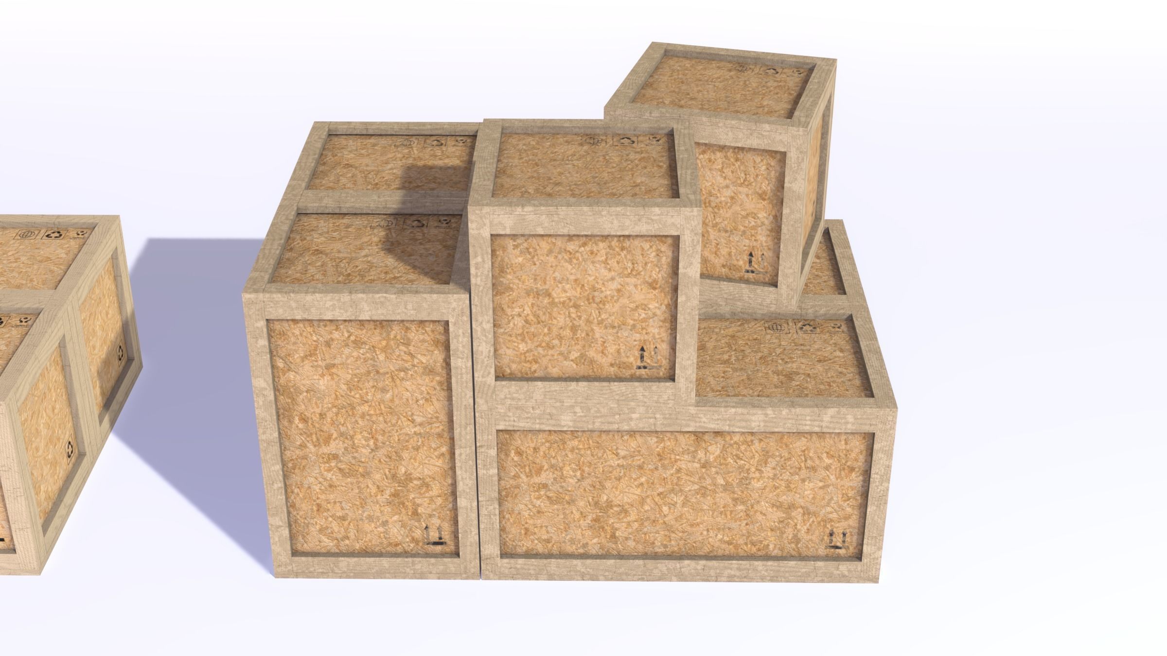PBR Wooden Shipping Crate Osb Low-poly 3D model_8