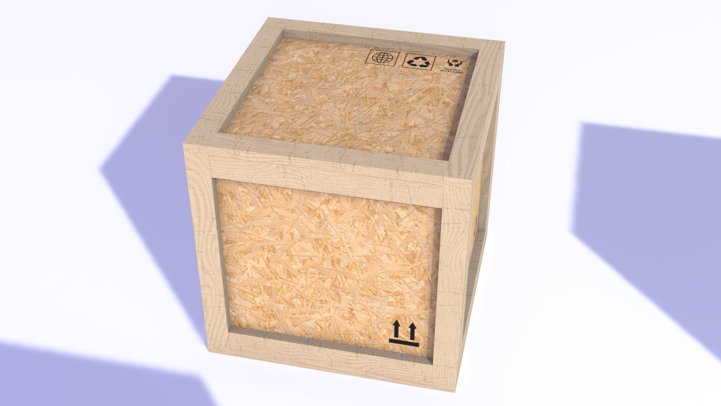 PBR Wooden Shipping Crate Osb Low-poly 3D model_13
