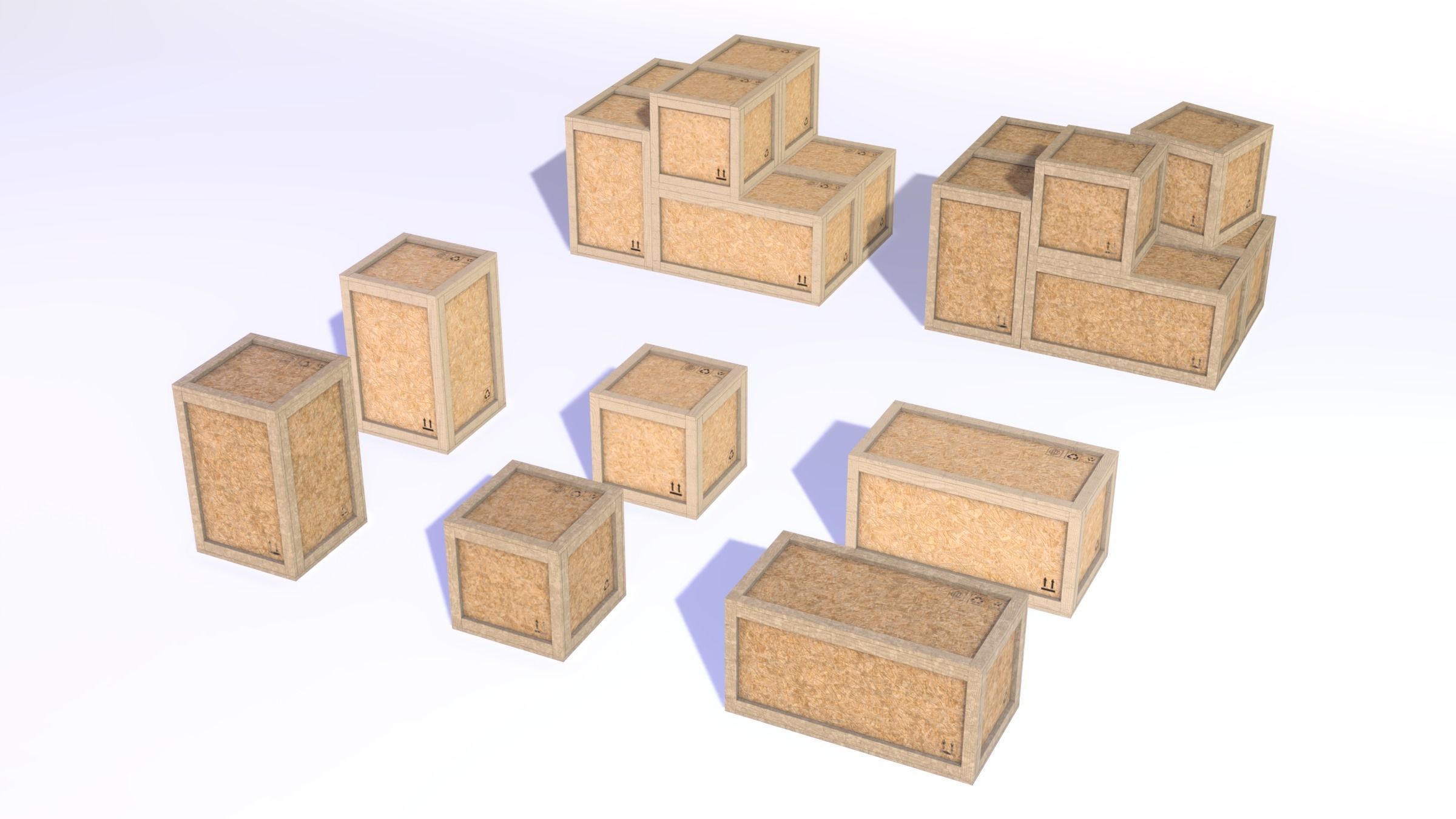 PBR Wooden Shipping Crate Osb Low-poly 3D model_18