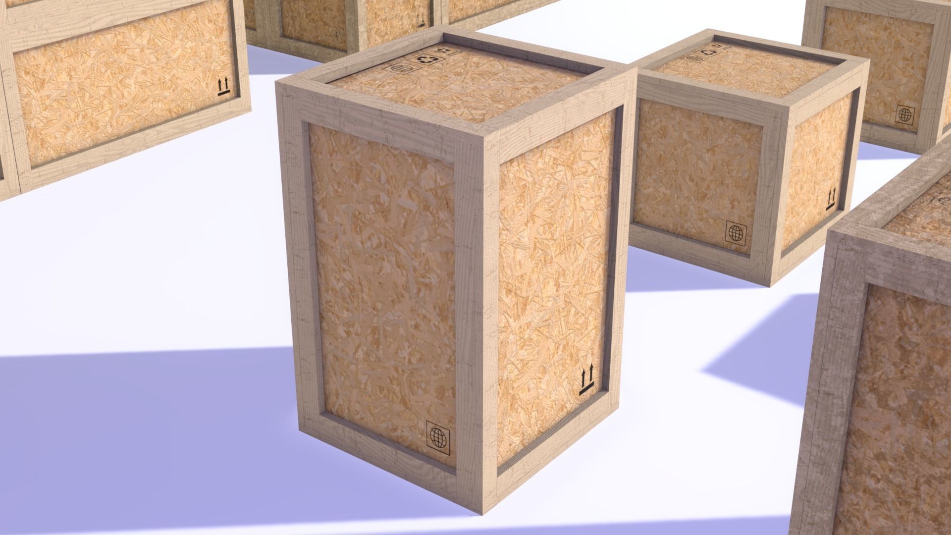 PBR Wooden Shipping Crate Osb Low-poly 3D model_12
