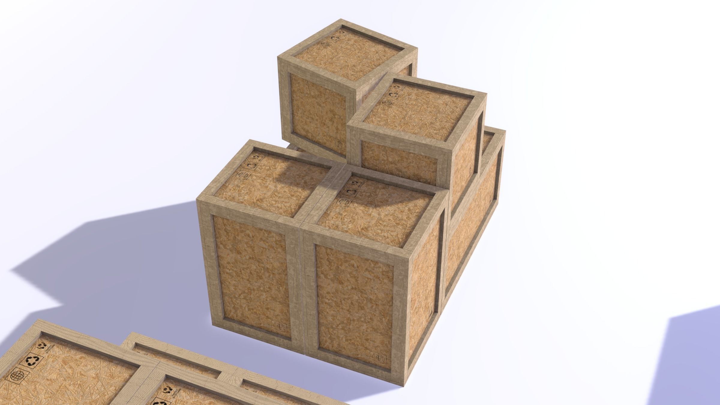 PBR Wooden Shipping Crate Osb Low-poly 3D model_9