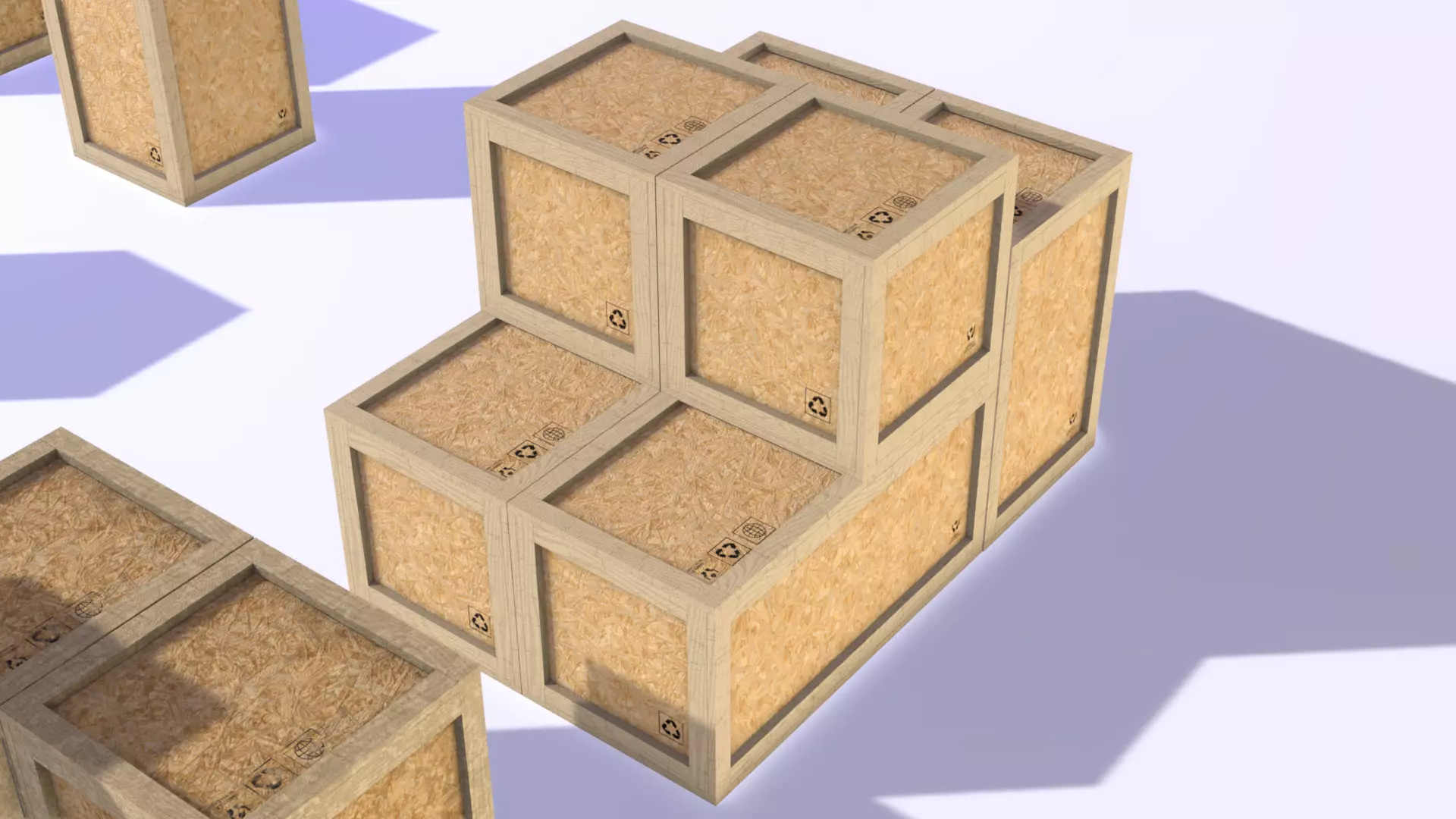 PBR Wooden Shipping Crate Osb Low-poly 3D model_0