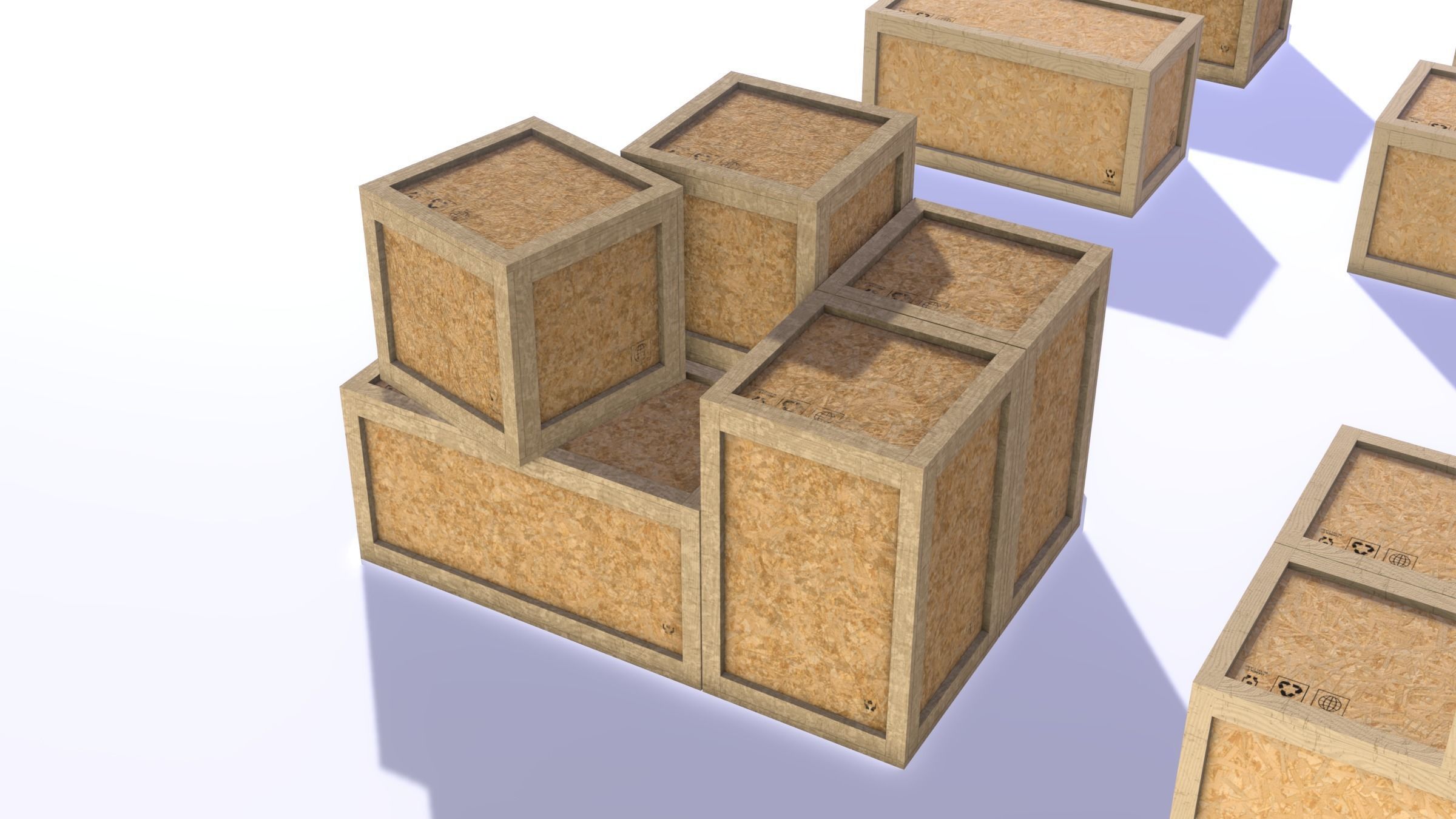 PBR Wooden Shipping Crate Osb Low-poly 3D model_10