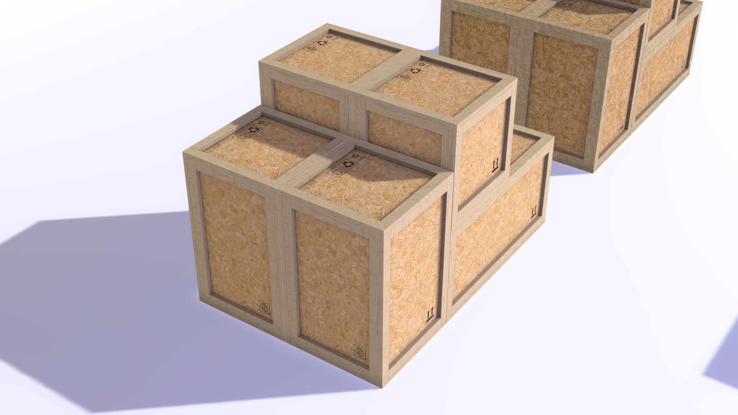 PBR Wooden Shipping Crate Osb Low-poly 3D model_3