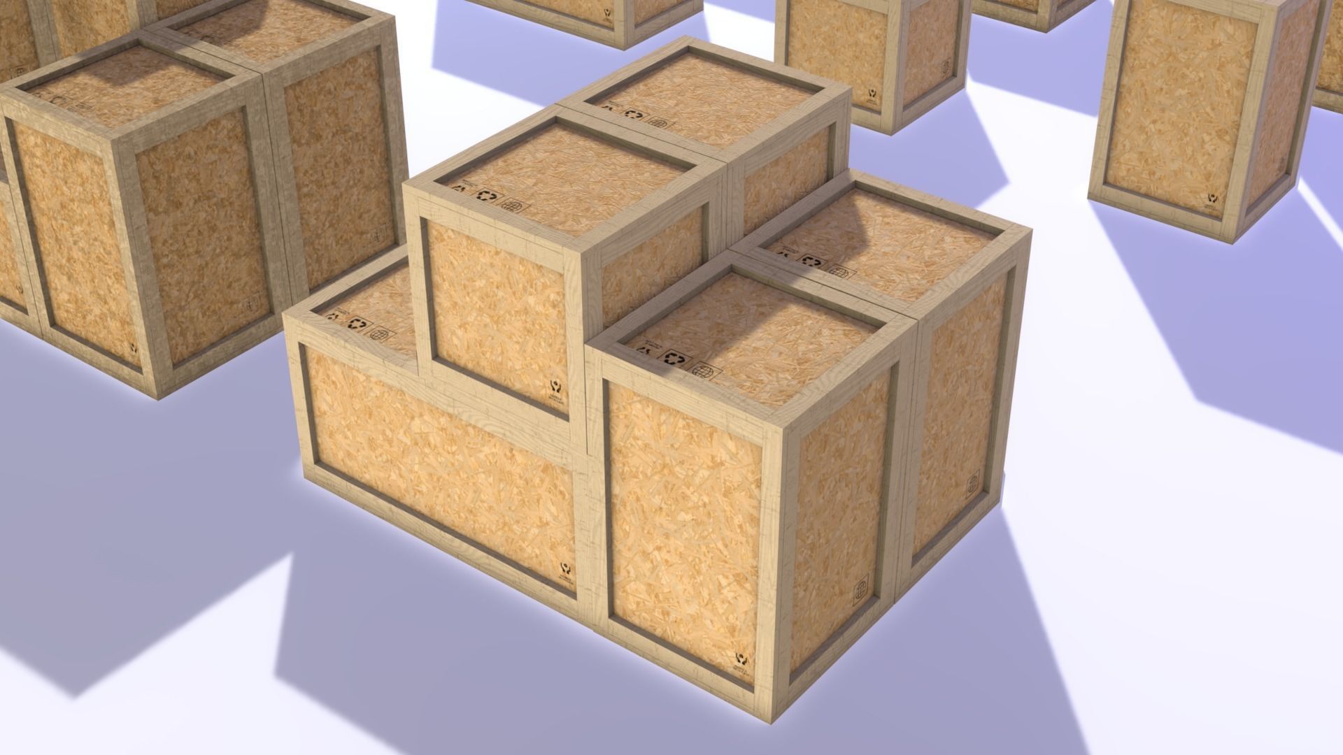 PBR Wooden Shipping Crate Osb Low-poly 3D model_4